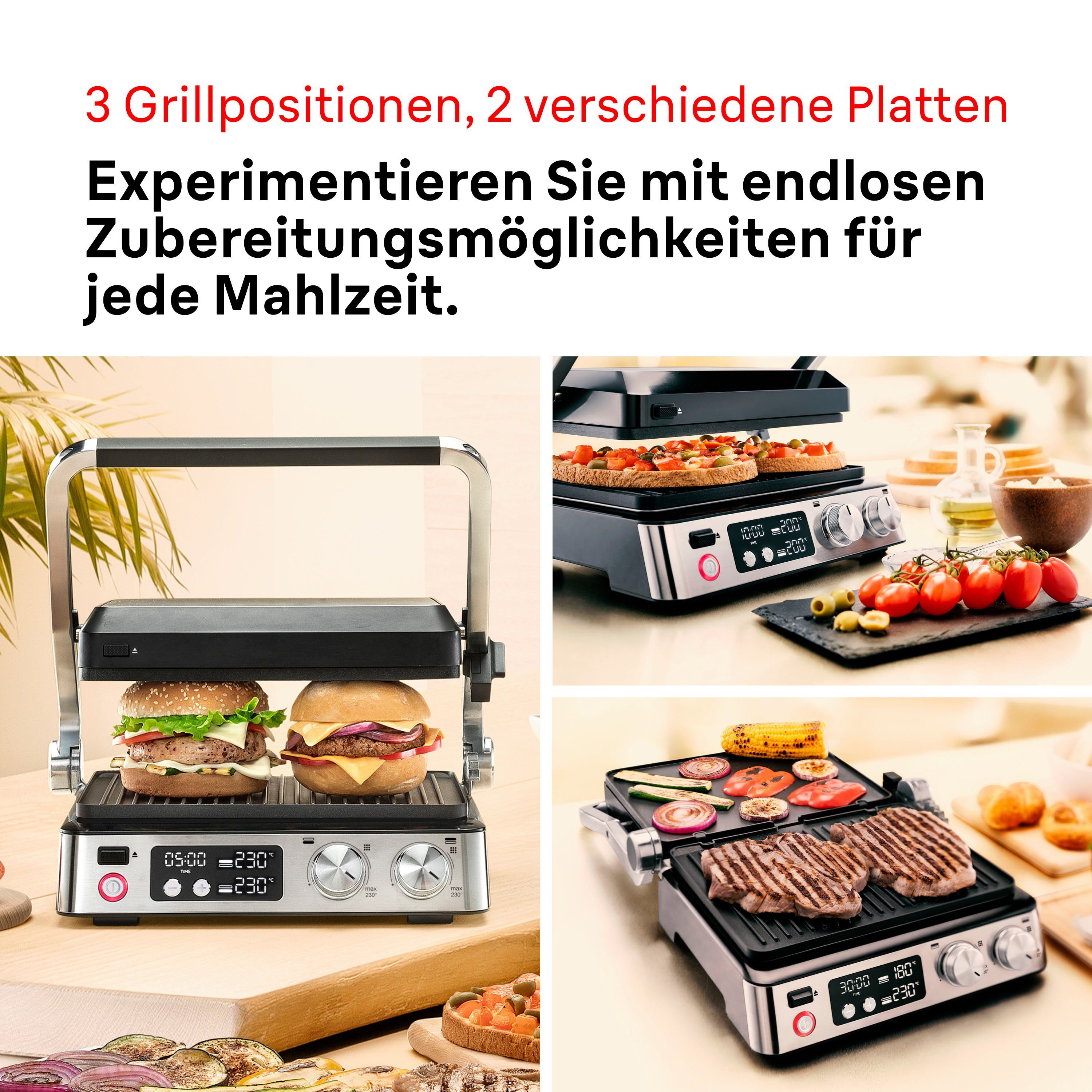 Braun Kontaktgrill MultiGrill 7 CG 7040 - 3 Kochpositionen, bis 230°C, 12 Burger Patties, 2000 W, Spülmaschinenfeste Platten + individuell temperierbar