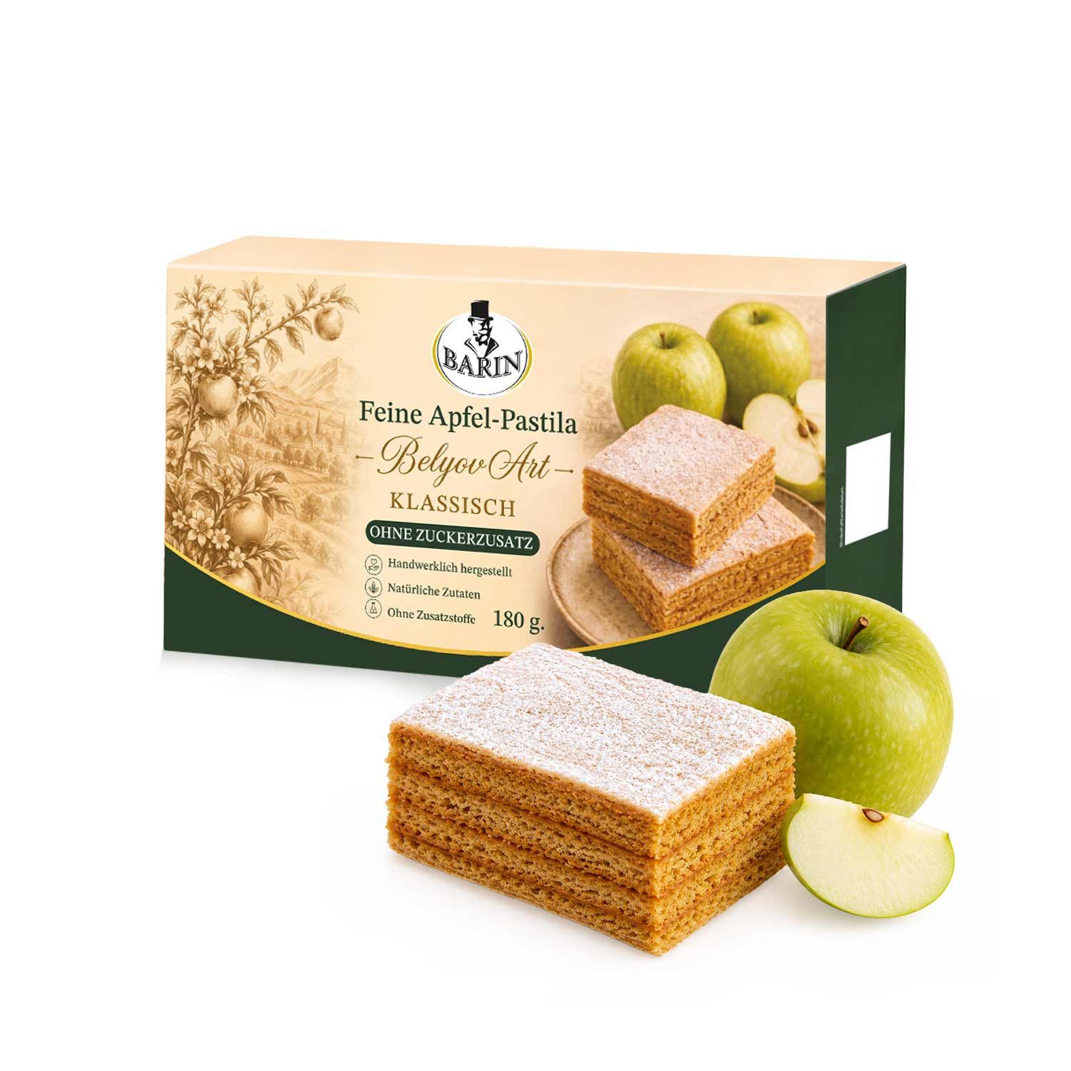BARIN Süßigkeit Apfel-Pastila nach Belyov Art, 1 x 180 g, 1 St. (Packung), Apfel-Pastila ohne Zuckerzusatz