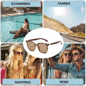 Rnemitery Sonnenbrille Polarisiert Sonnenbrille aus Holz für Damen & Herren mit UV400 Schutz