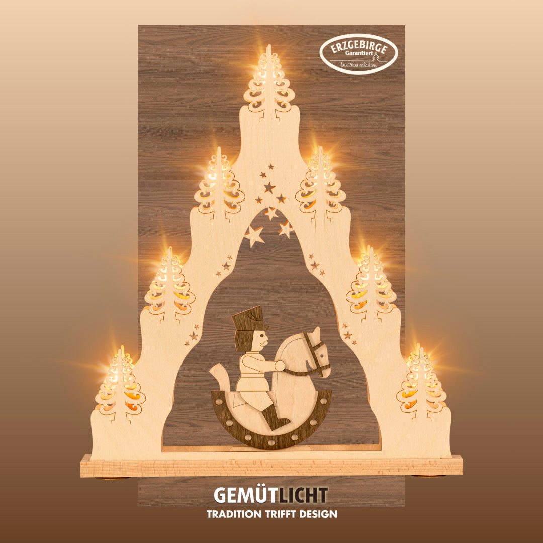 Weigla Schwibbogen Reiterlein, Lichterspitze aus Holz, NATUR-BRAUN, Made in günstig online kaufen