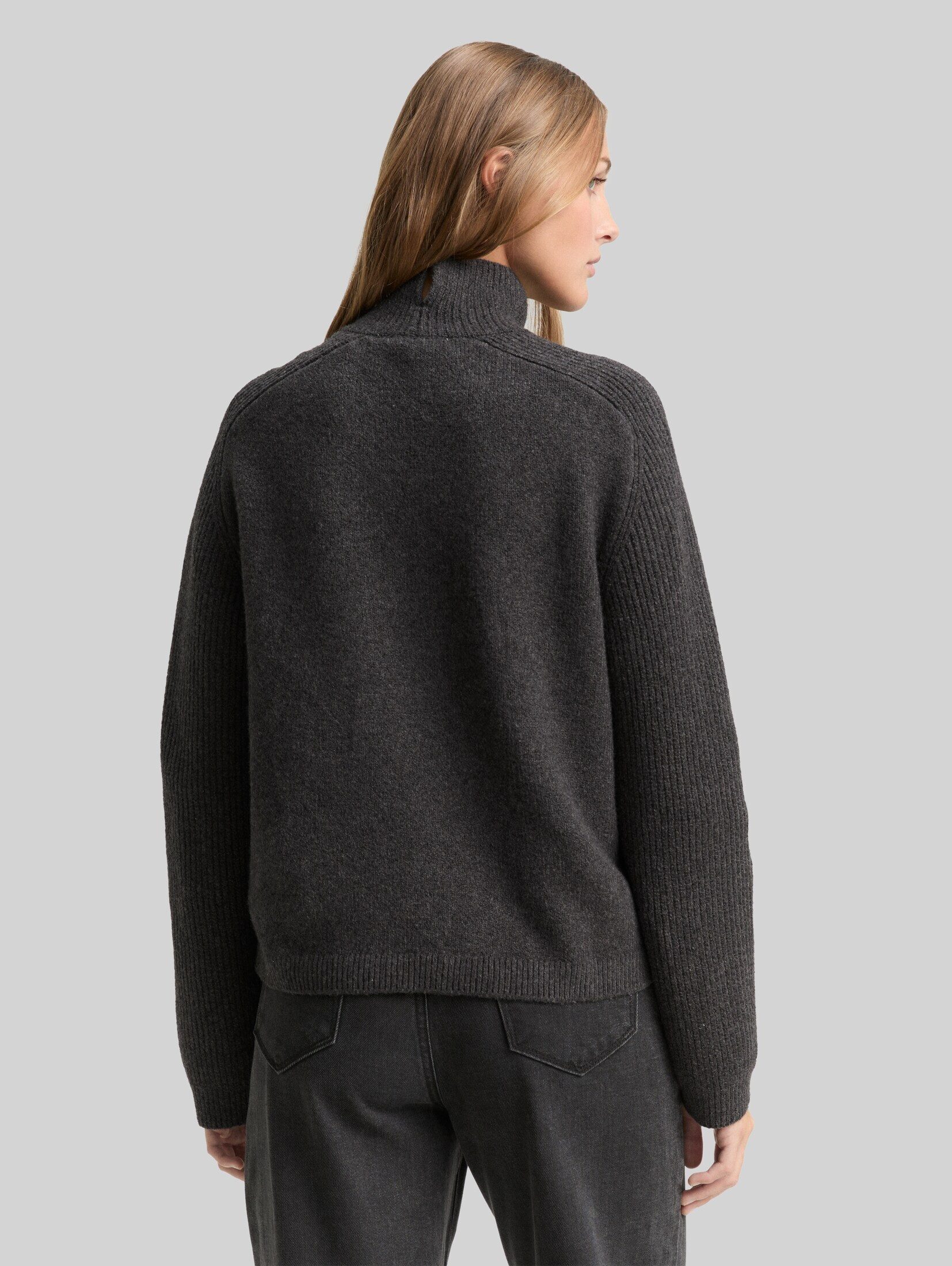 TOM TAILOR Denim Strickpullover Pullover & Strickjacken Relaxed Fit Strickpullover mit Stehkragen