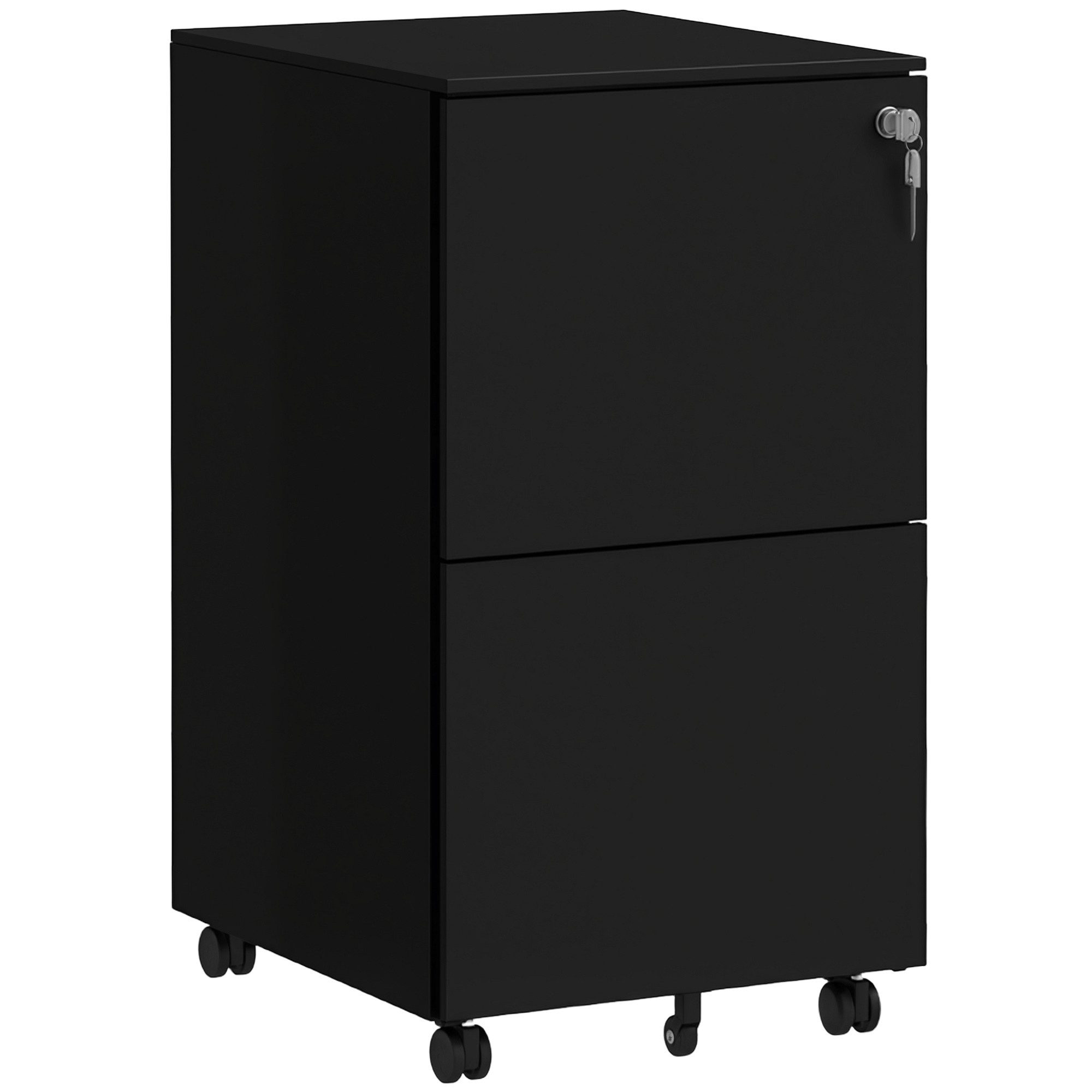Vinsetto Rollcontainer Aktenschrank mit 2 Schubladen Druckschrank mit Rollen, (Büroschrank, 1 St., Bürocontainer), Stahl, 37 x 43,5 x 67,5 cm