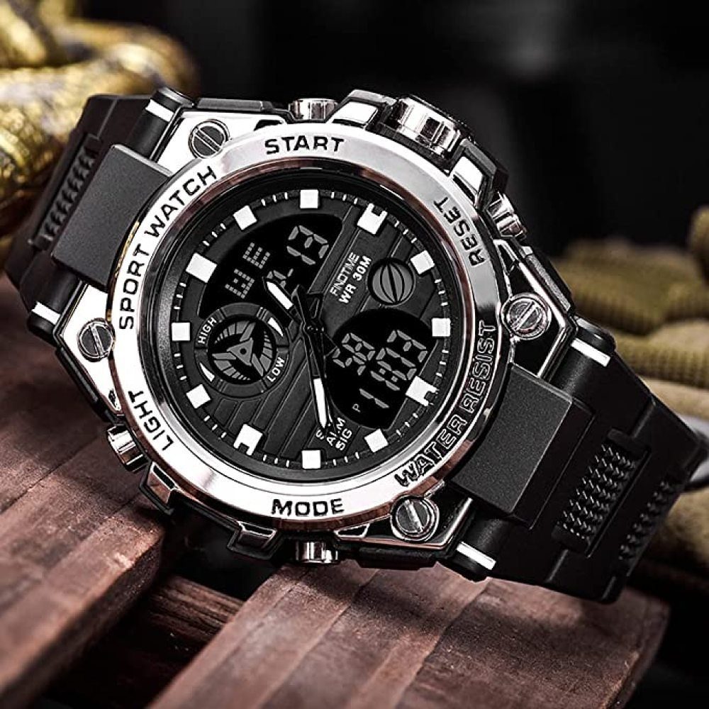 ‎‎Silber Militär Armbanduhr Sport GelldG Digitaluhren, Digitaluhr (1-tlg) Große Outdoor Herren Uhren