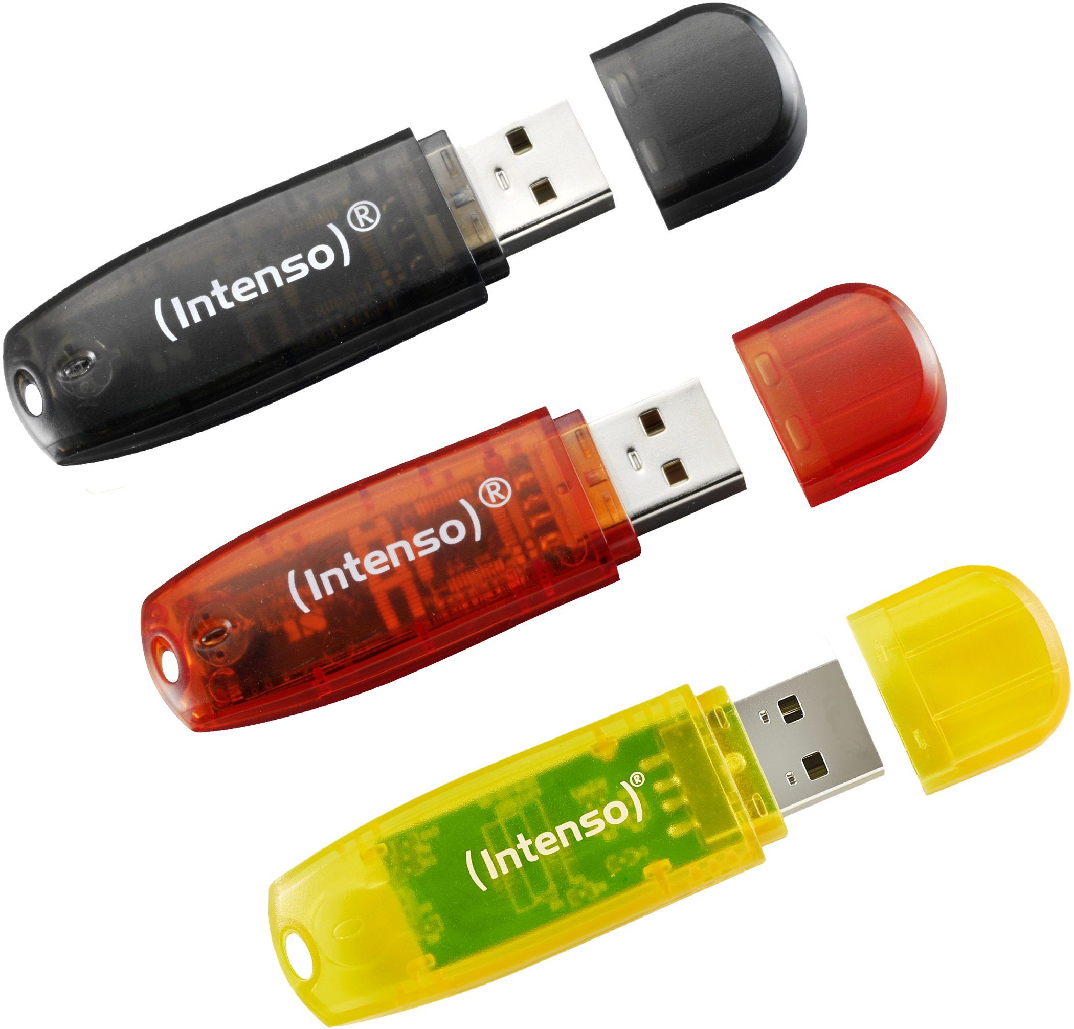 Intenso USB Stick 8GB Speicherstick Rainbow Line gelb, rot, schwarz 3er Pack USB-Stick
