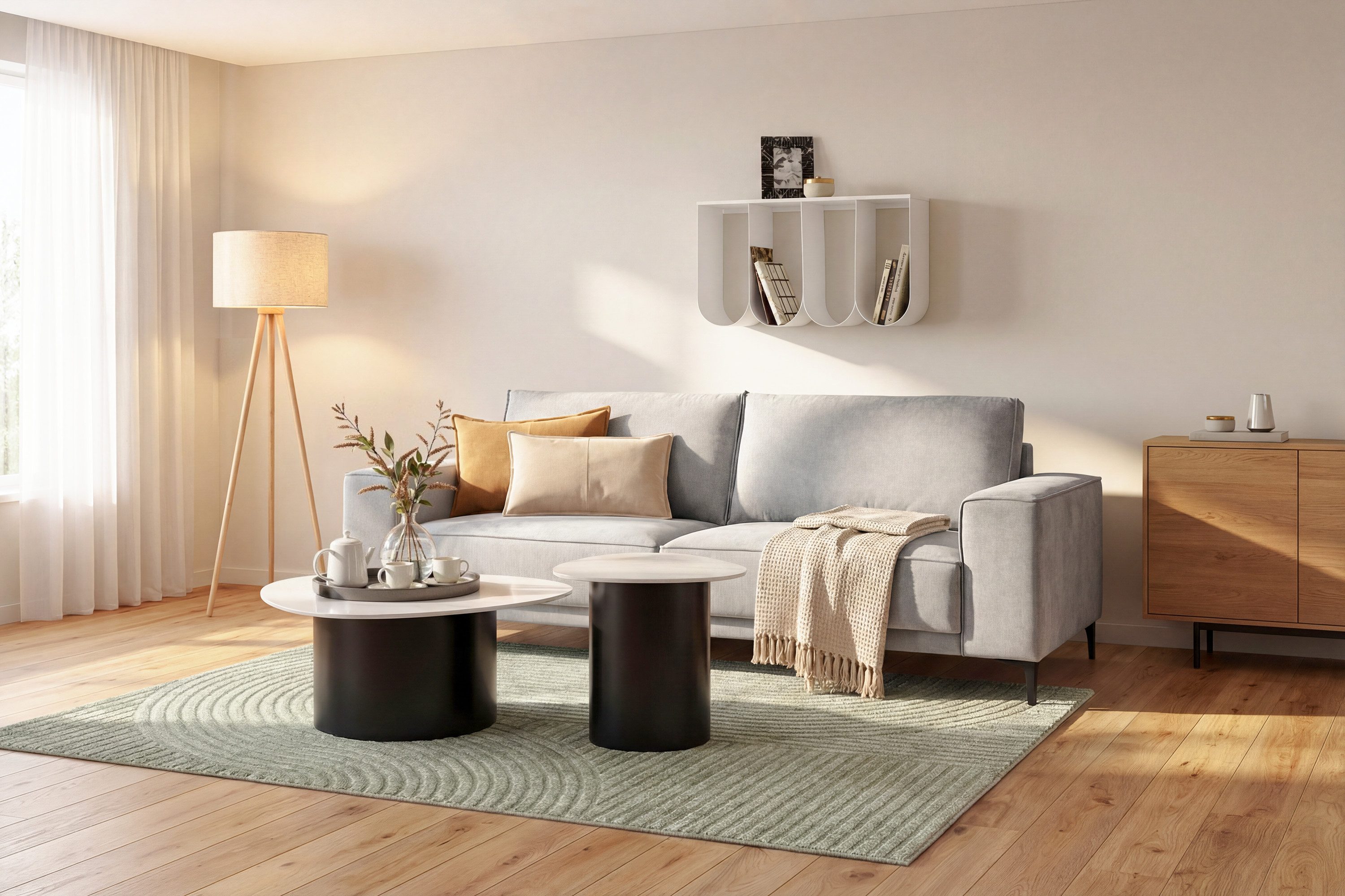 OTTO home 3-Sitzer OLAND Struktur fein, Sofa, B: 224 cm, Skandi-Design