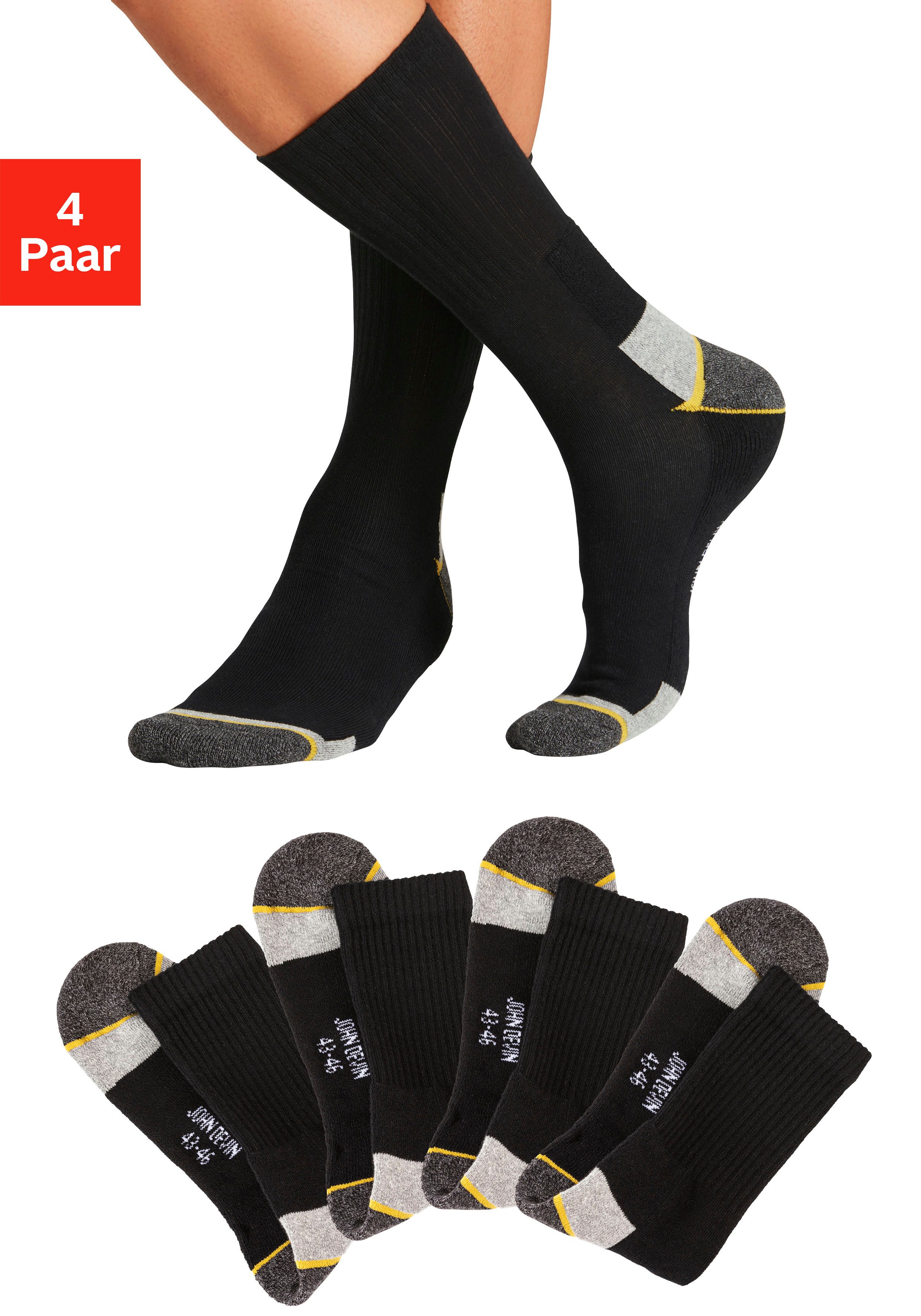 John Devin Arbeitssocken (Packung, 4-Paar) Mit Hochfersen und Überzehen Plü günstig online kaufen