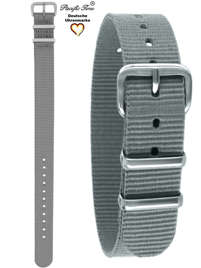 Pacific Time Uhrenarmband Wechselarmband Textil Nylon 16mm, Gratis Versand