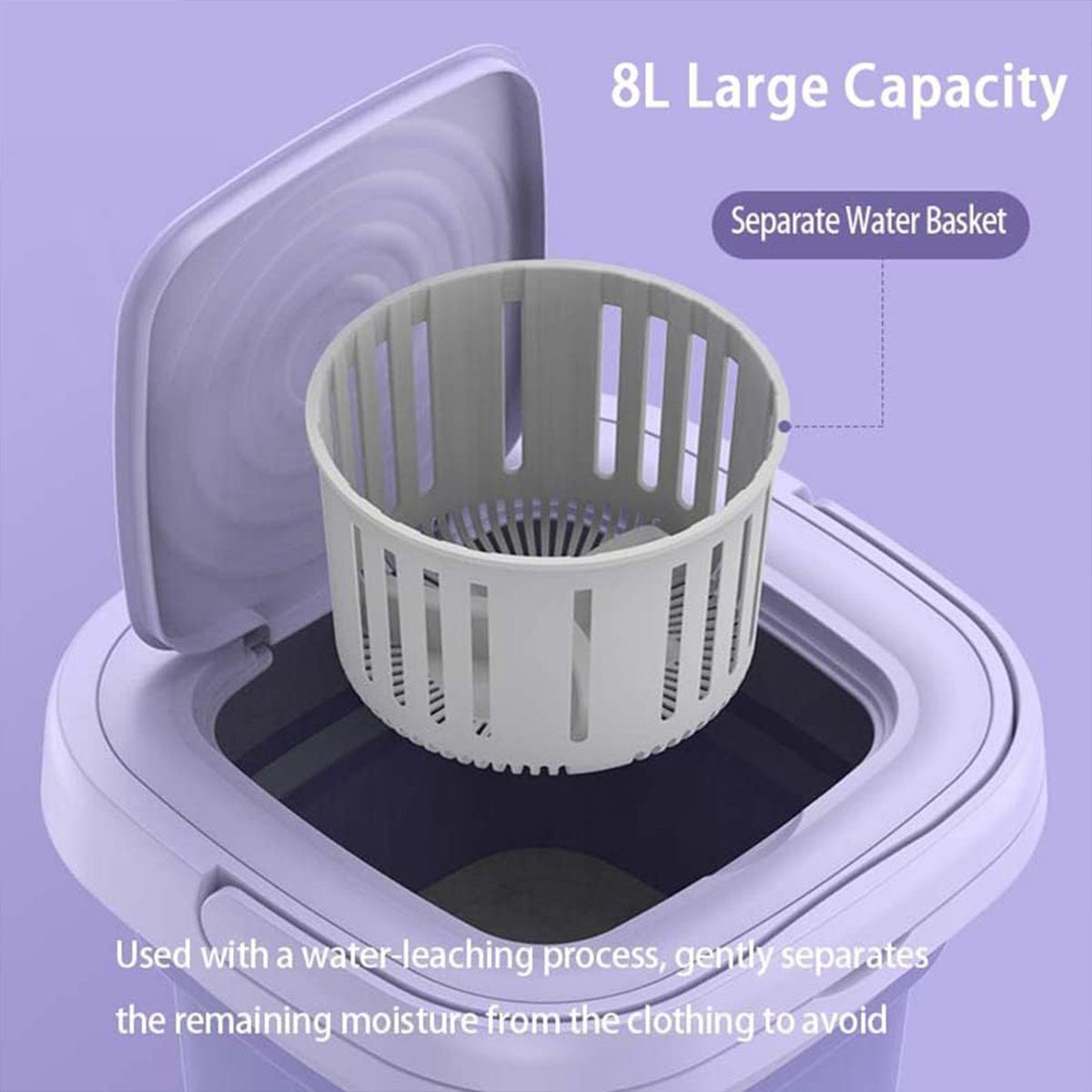 Wäscheschleuder Schleuderautomat Babykleidung autolock Waschmaschine Lila Faltbare für Mini Waschmaschine mit Camping 8L Waschmaschine,