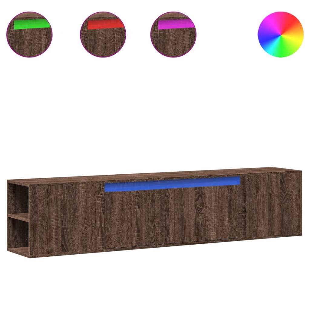 vidaXL TV-Wand TV-Wandschrank mit LED-Beleuchtung Braun günstig online kaufen