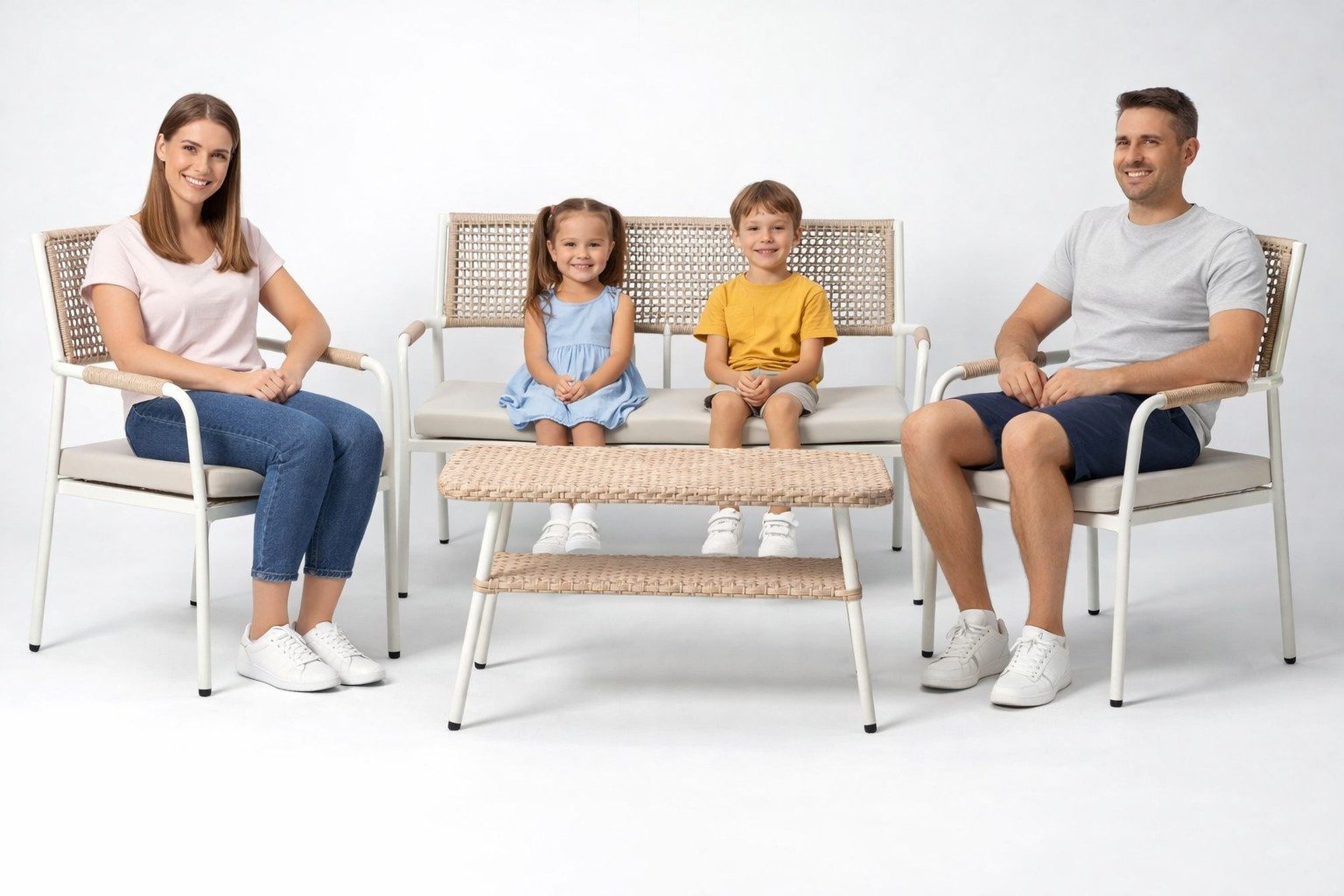 Xlmoebel Gartenlounge-Set Beige Garten-Sessel im modernen Design – 2er Set, (2er Set, 2-tlg., 2er Set), Made in Europa