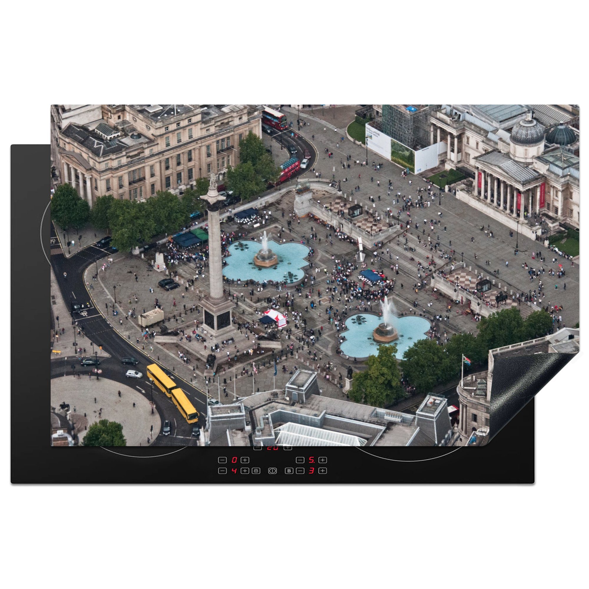 MuchoWow Herdblende-/Abdeckplatte Luftaufnahme des Trafalgar Square in London, Vinyl, (1 tlg), 81x52 cm, Induktionskochfeld Schutz für die küche, Ceranfeldabdeckung
