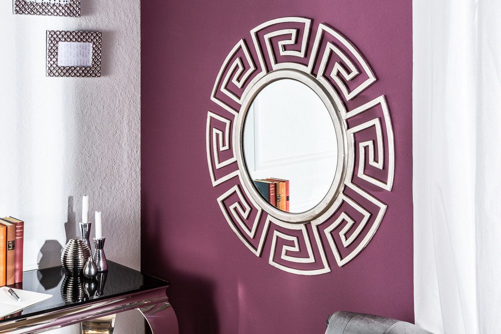 riess-ambiente Wandspiegel EUPHORIA XL 85cm silber, Wohnzimmer · rund · mit Rahmen · Metall · Handmade · Deko