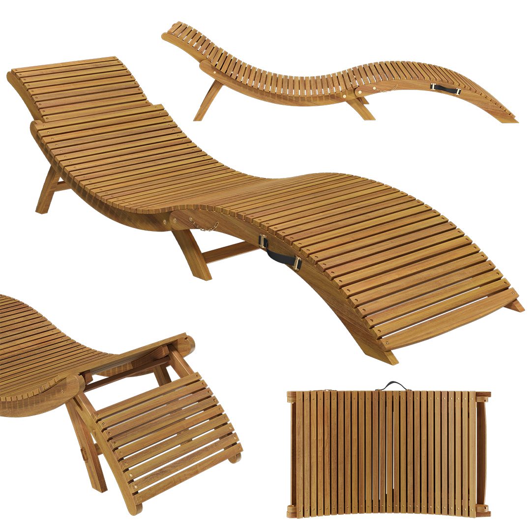 STEELSØN Gartenliege Ophira aus Akazienholz Natur geölt, Sonnenliege wetterfest, 1 St., 55x186x54 cm, verstellbare Kopfstütze, faltbar, bis 200 kg