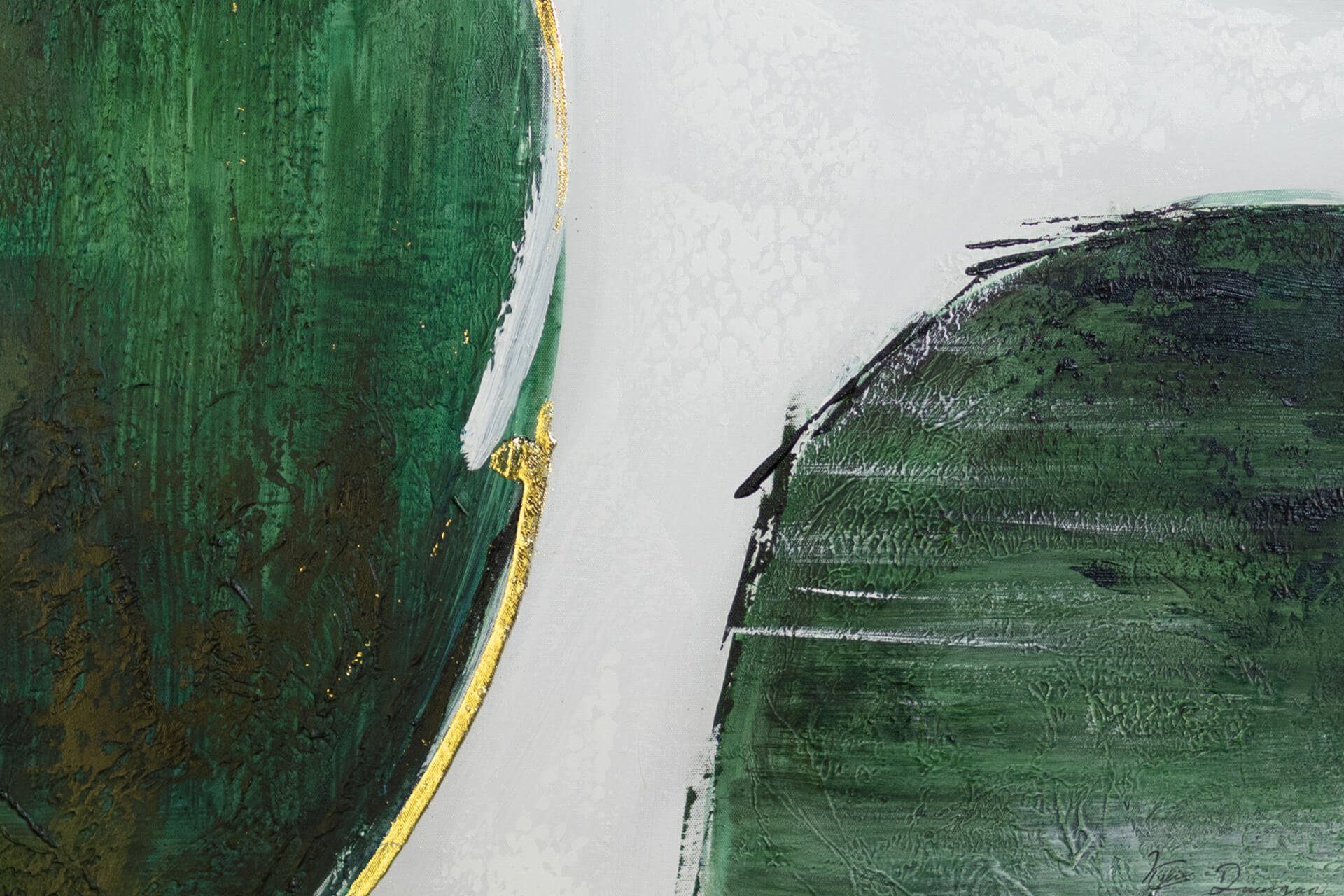 cm, Wohnzimmer HANDGEMALT Leinwandbild Gemälde Wandbild Green KUNSTLOFT 60x90 Continents 100%