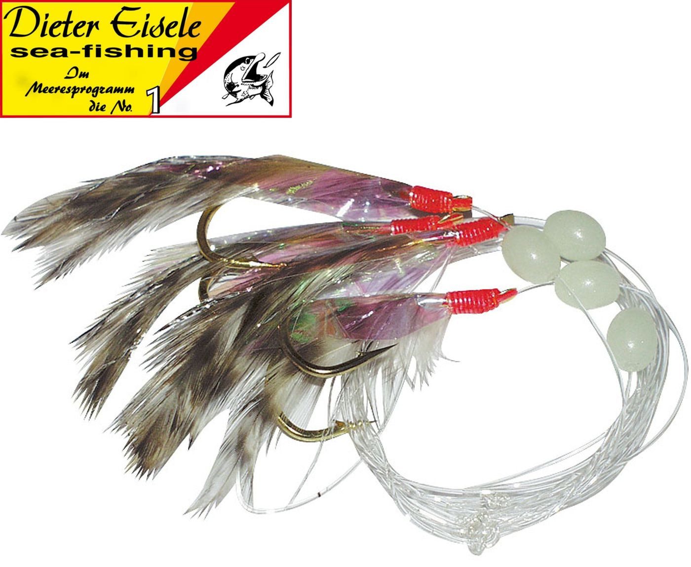Vorfachschnur Dieter Eisele Vorfach 4 Haken 5/0 mit Reizfliegen 120cm 0,70mm