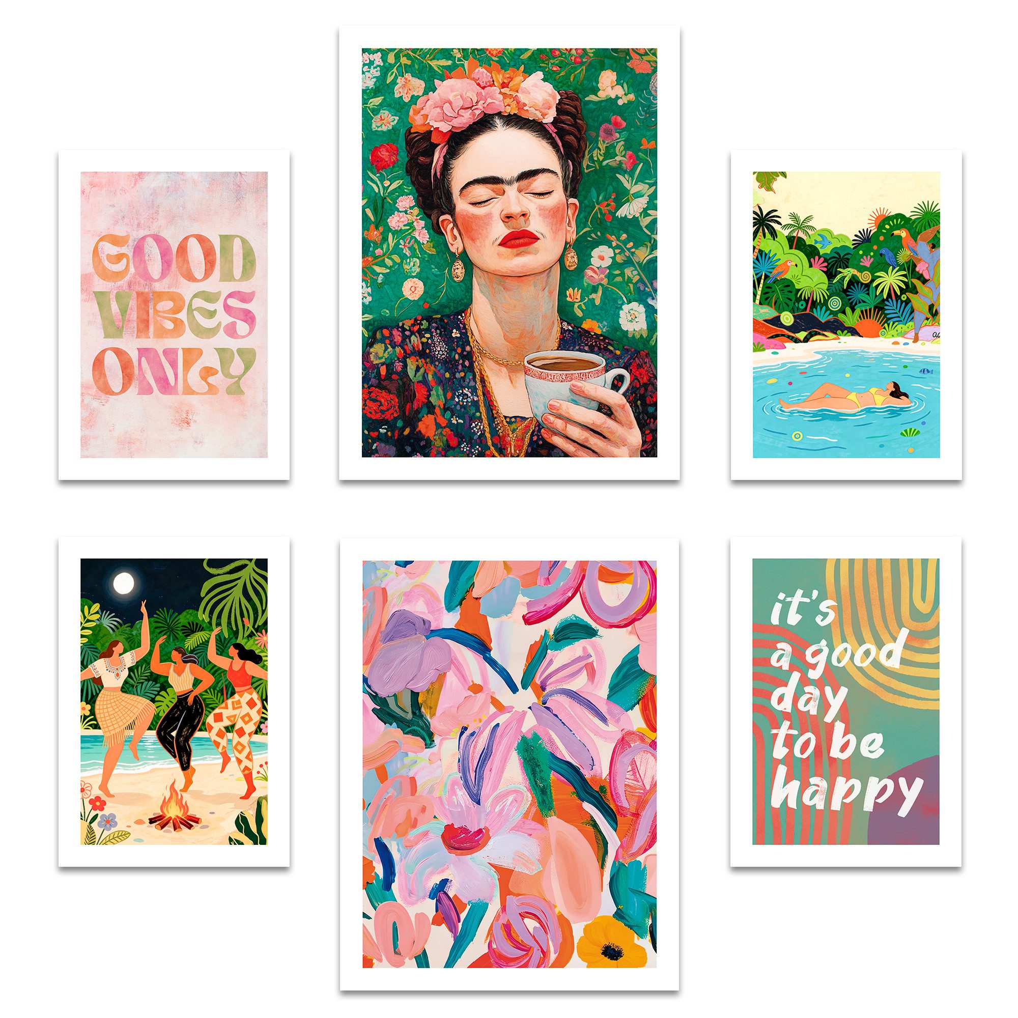 ARTFAVES Bilder-Collage Poster Set Mixed Arts I mehrteilige Bilderwand I Wandbilder Abstrakte-, (Wandbilder modern, 6 St)