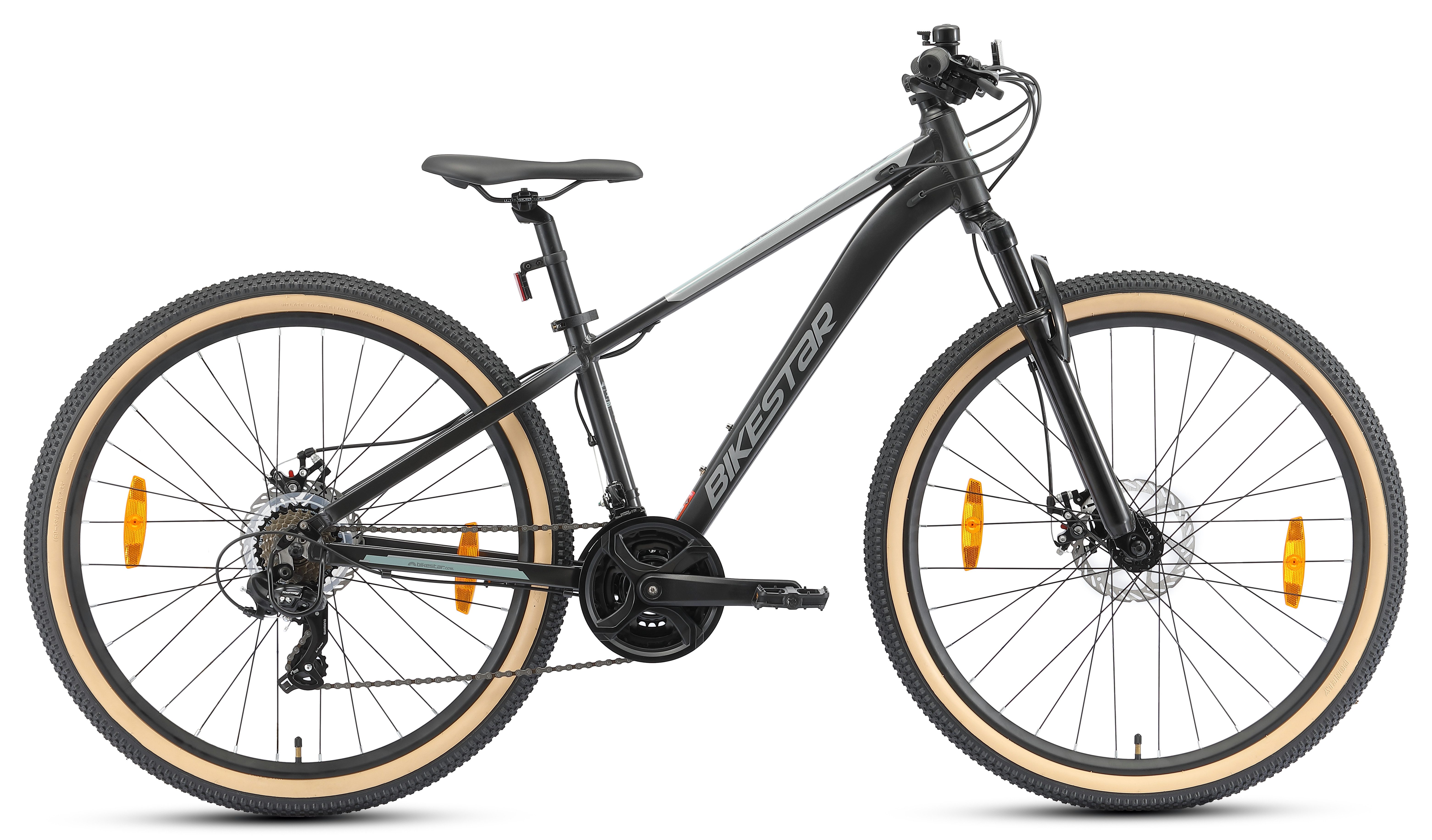 Bikestar Mountainbike, 21 Gang Shimano RD-TY300 Schaltwerk, Kettenschaltung, für Damen und Herren, Kettenschaltung