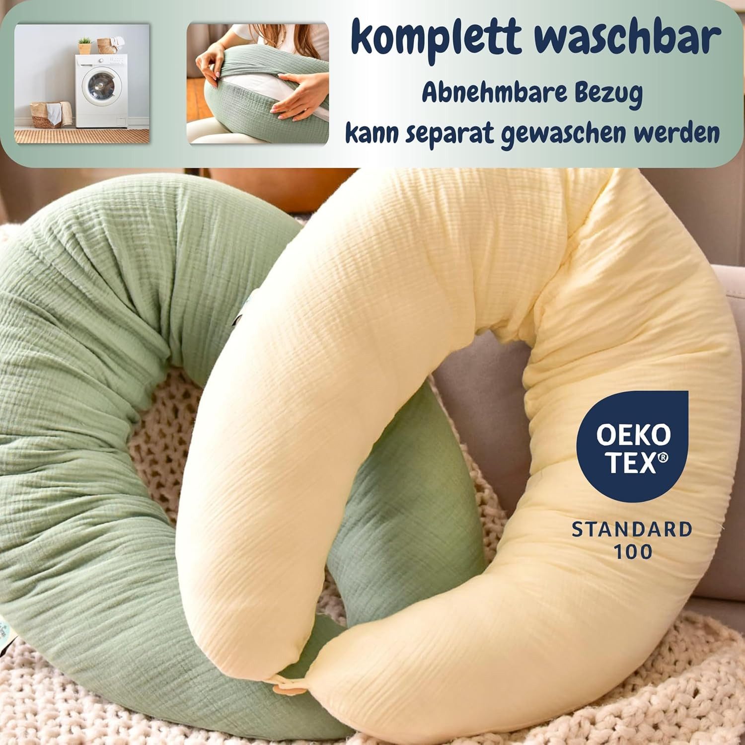 SEI Design Stillkissen Seitenschläferkissen Babynestchen Kuschelnest Schwangerschaftskissem, Schwangerschaftskissen mit Bezug, 1-tlg., Schwangerschaftskissen mit Bezug, Bezug 100% Baumwolle