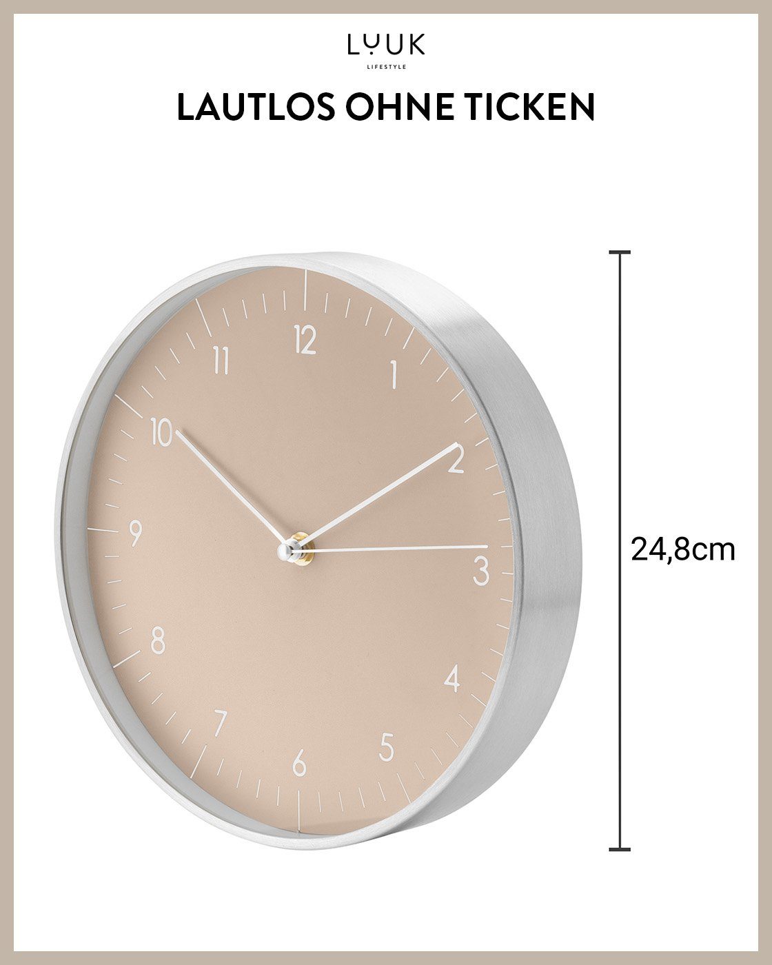 LUUK LIFESTYLE Wanduhr Helsinki (lautlos, ohne Ticken, großes Ziffernblatt, verschied. Größen)