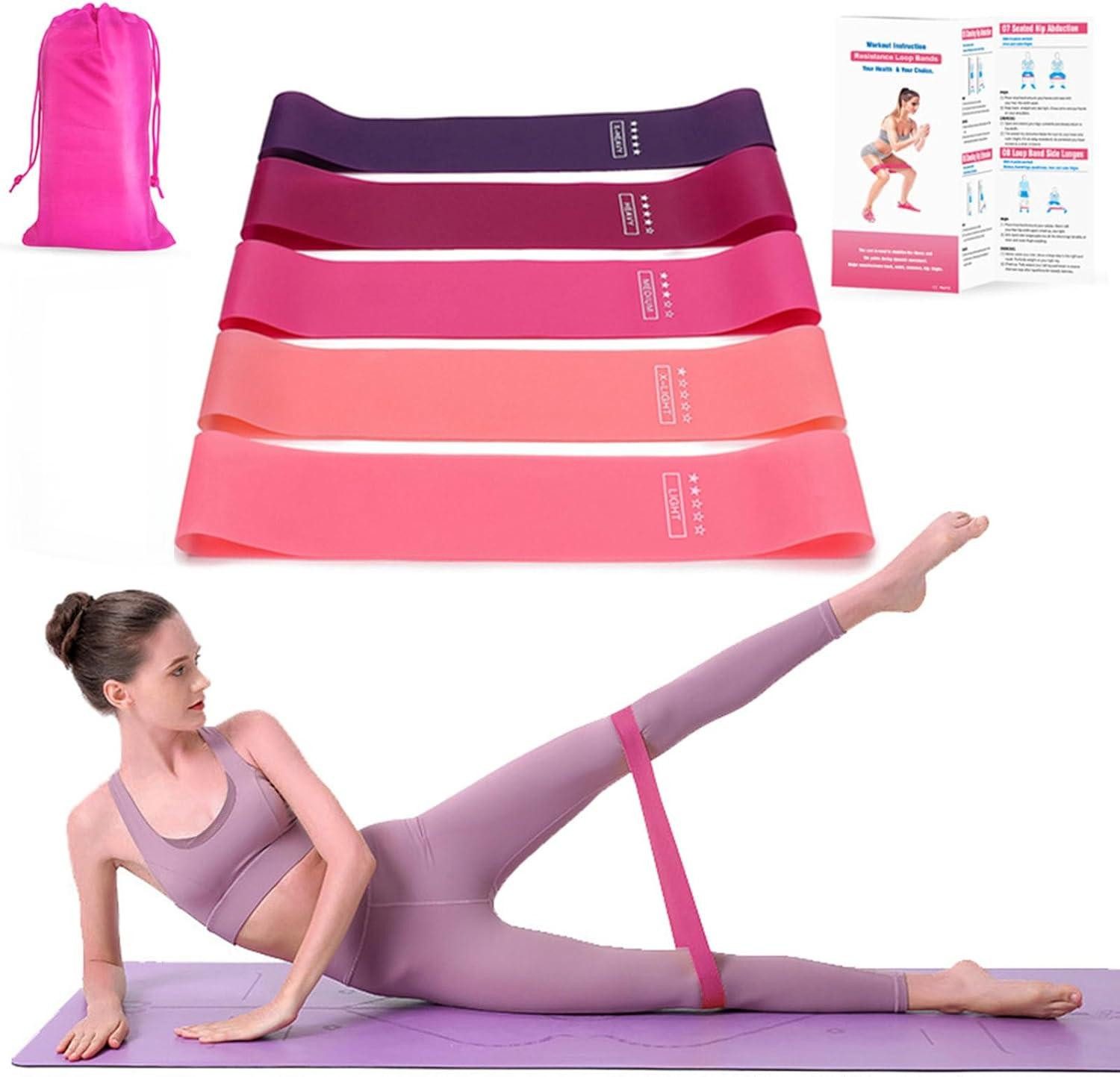 Refined Living Trainingsbänder Resistance Bands Set 5 Stück,Pilatesbänder,Yoga & Reha Trainingsbänder, Für Yoga,Pilates, Dehnung, Physiotherapie,Gewichtsreduktion oder Reha