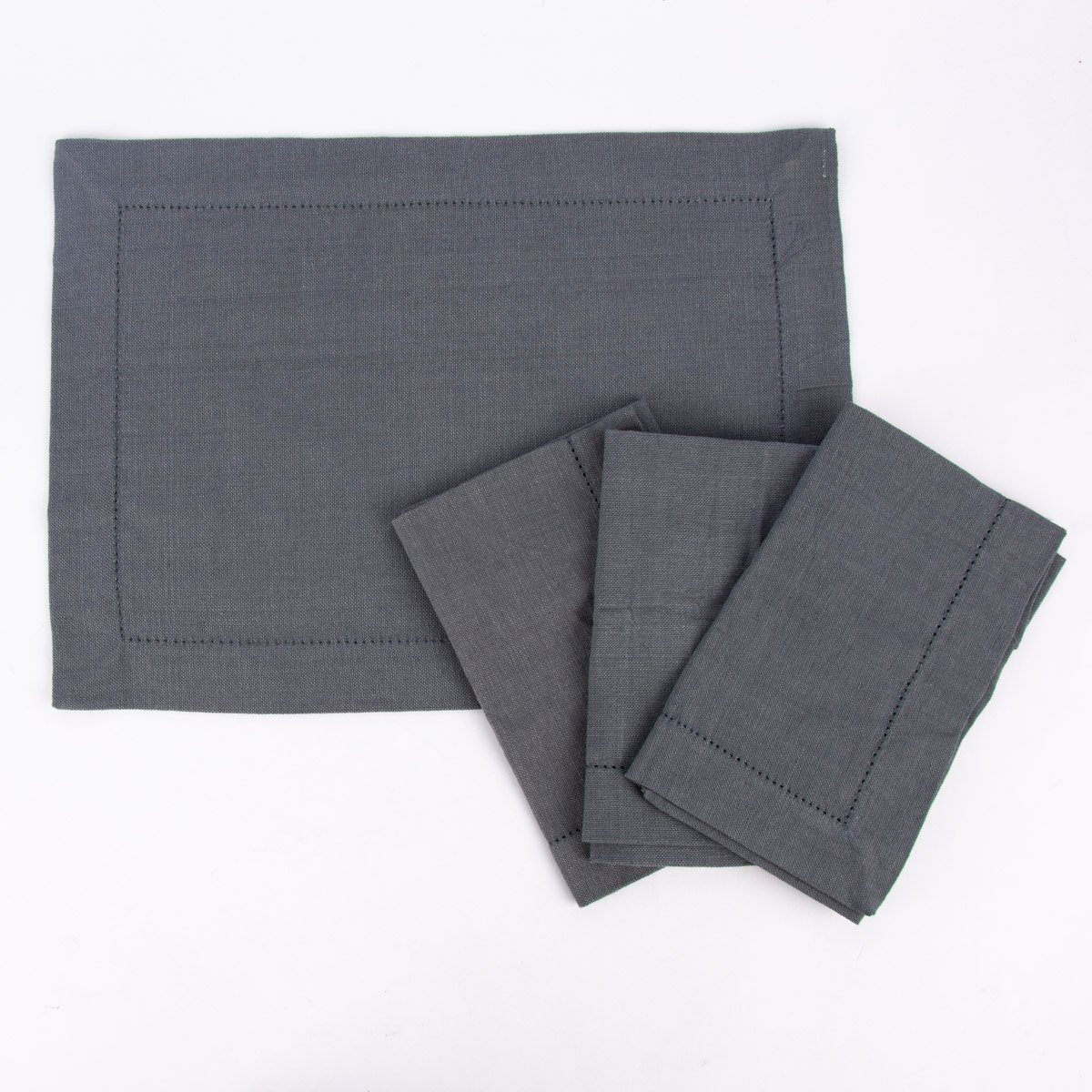 SCHÖNER LEBEN. Platzset Linen & More Platzset 4er Set Indi einfarbig grau 50x35cm