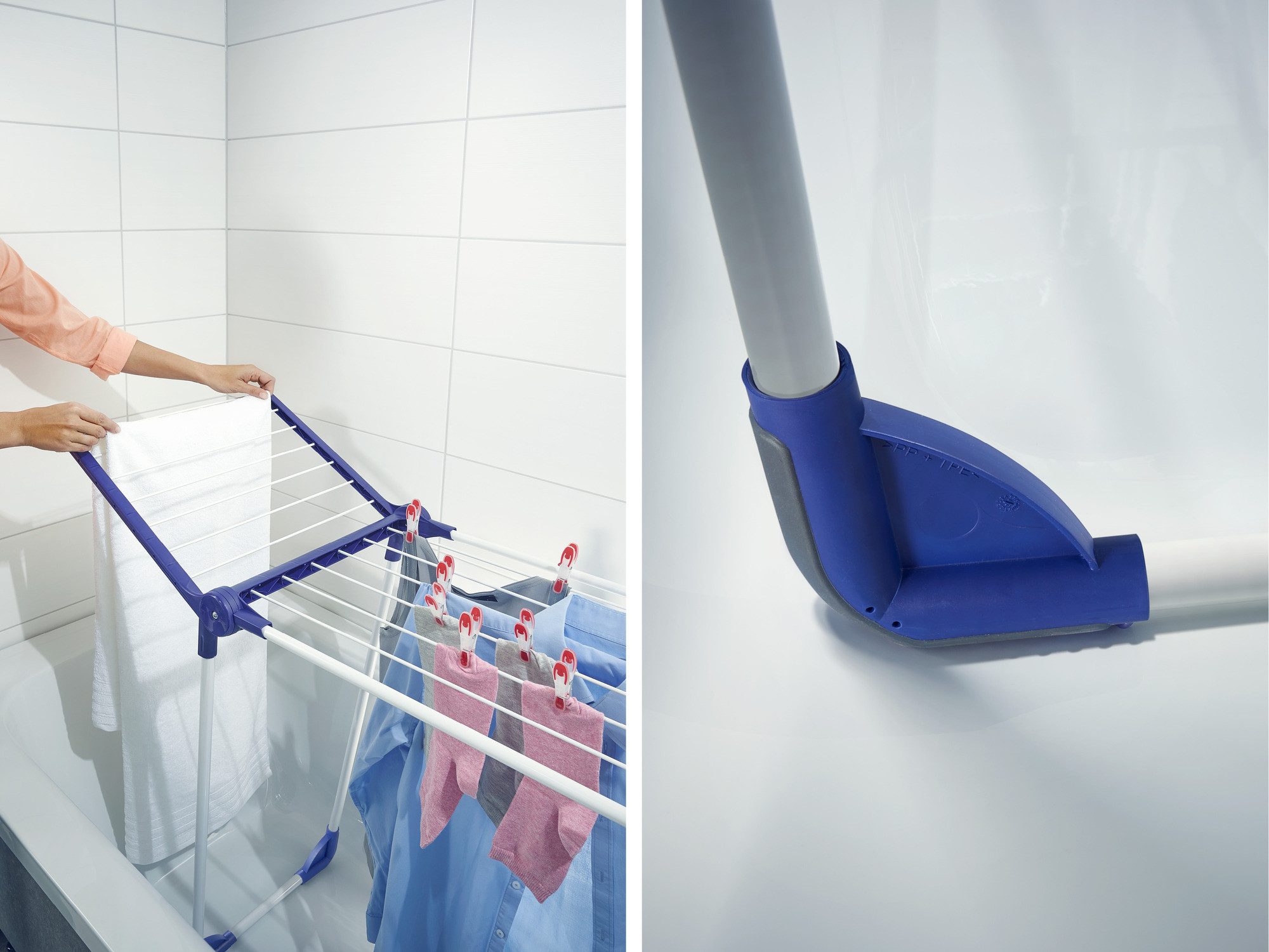 Leifheit Badewannen-Wäscheständer Standtrockner Pegasus 120 Solid Bath, 12m Trockenlänge, 93cm Flügelhöhe, schmal (43cm), passt in Badewannen