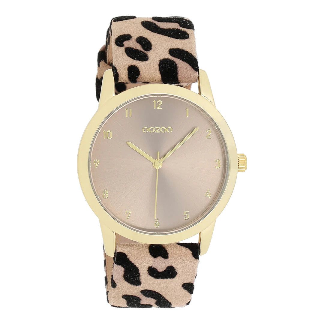 OOZOO Quarzuhr Damenuhr C11372 – IP-Gold Taupe Lederband 38 mm – Elegante Q günstig online kaufen
