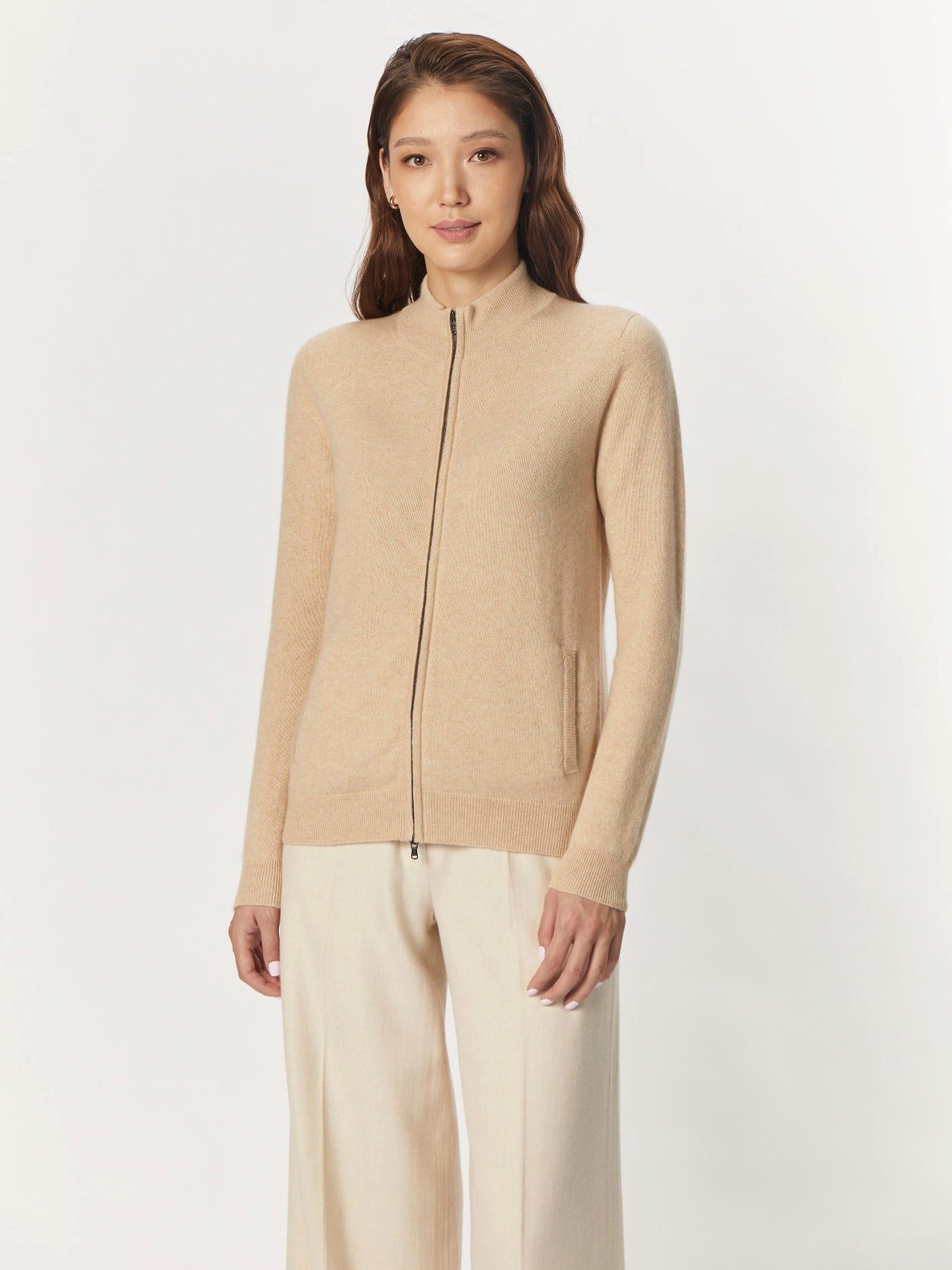 GOBI Cashmere Strickjacke Naturfarbe Kaschmirstrickjacke mit günstig online kaufen