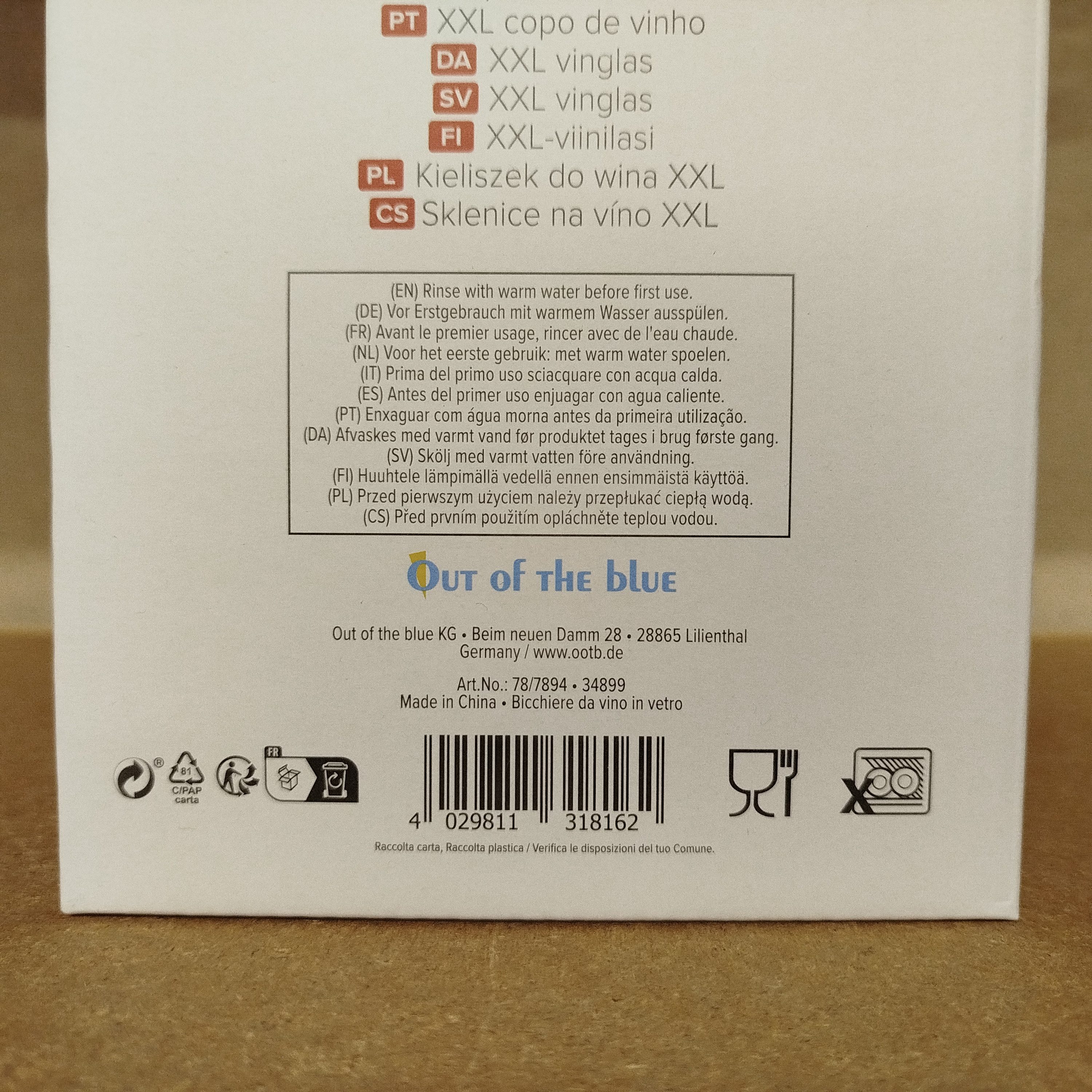 Out of the Blue Weinglas XXL Weinglas mit 750ml Fassungsvermögen