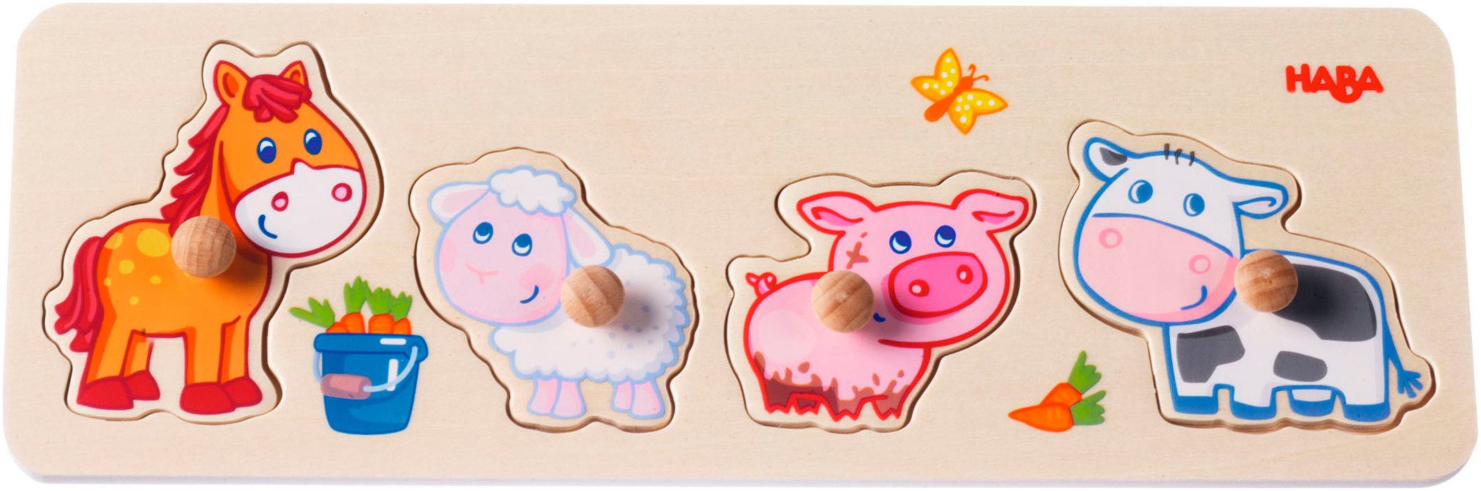 Haba Steckpuzzle Greifpuzzle Bauernhof-Tierkinder, 4 Puzzleteile günstig online kaufen