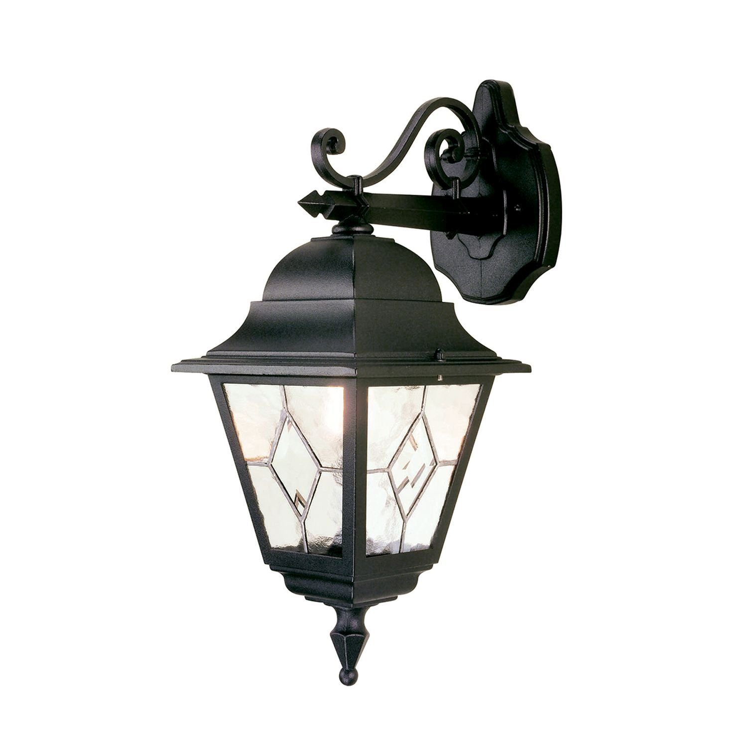 Leuchtmittel, Vintage Lampe AußenWandlampe Schwarz Außen-Wandleuchte LEADWORTH, Haustür Hof Licht-Erlebnisse rustikal ohne