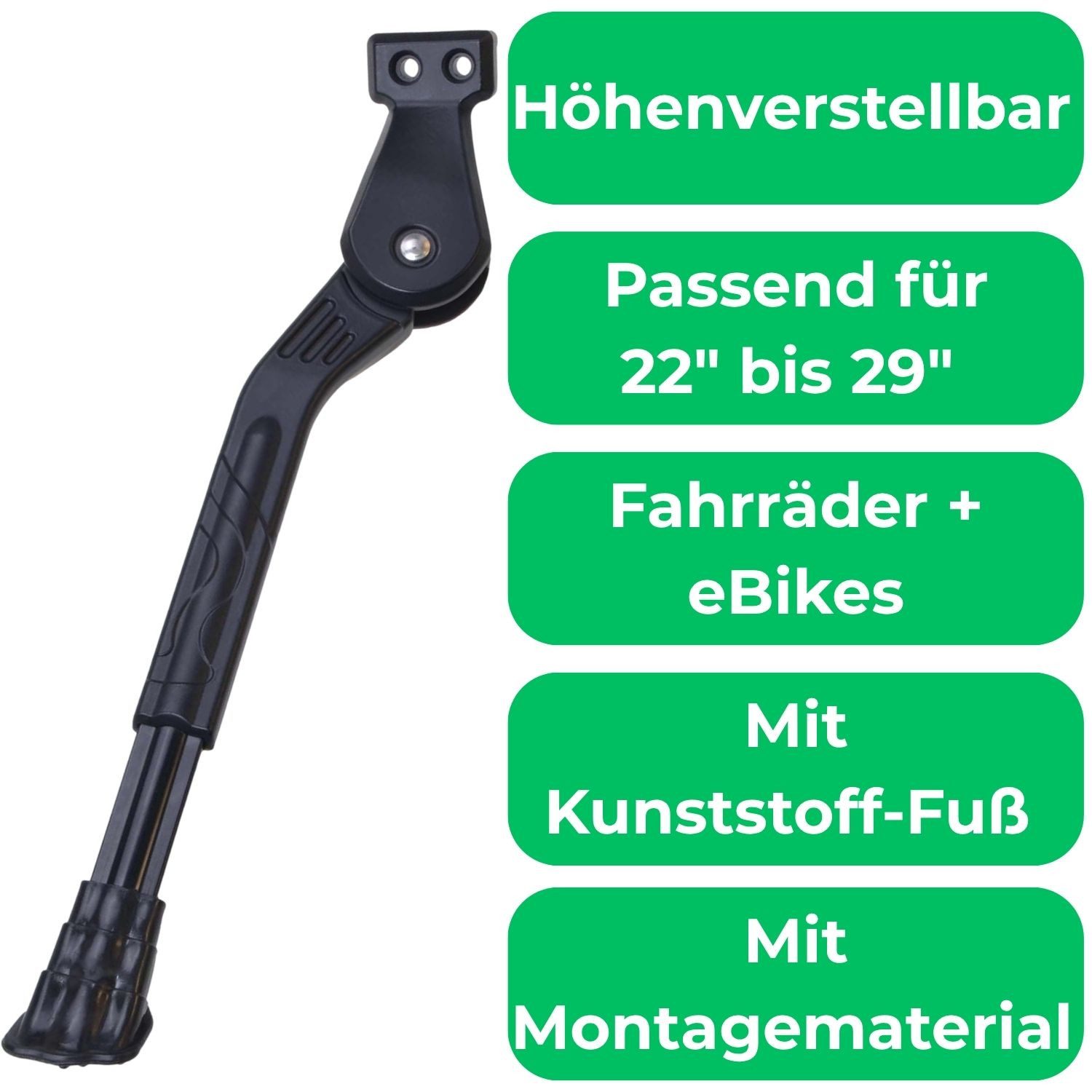 Diedrich Filmer GmbH Fahrrad-Seitenständer Hinterbauständer 18mm verstellbar Alu Stabil, (Set, 1x Ständer mit Montagematerial), 22" 24" 26" 27,5" 28" 29" Zoll Ständer Seitenständer Fahrad e-Bike