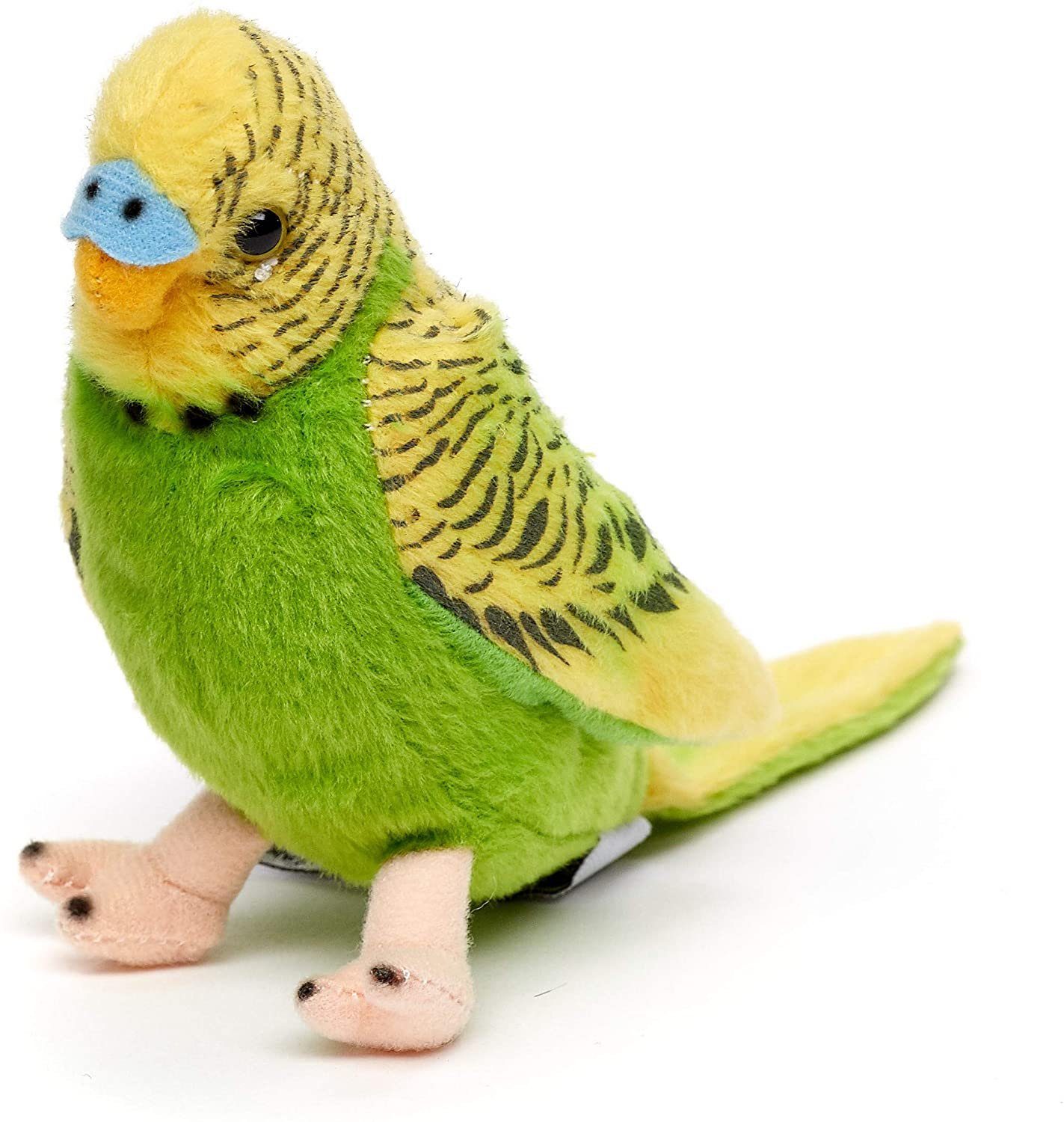 Uni-Toys Plüsch-Vogel, 100 % - 12 Kuscheltier Wellensittich blau/grün mit - Stimme, Plüschtier, zu Füllmaterial recyceltes cm