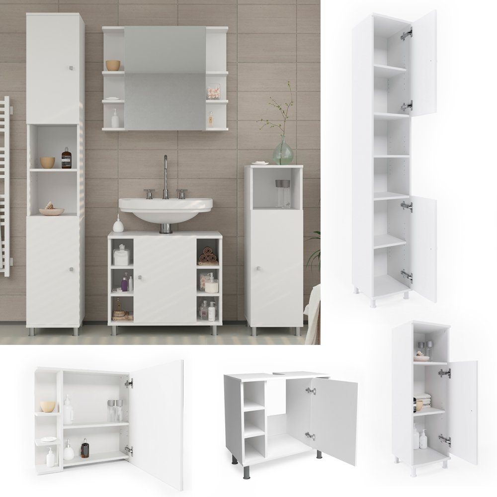Vicco Badmöbel-Set Fynn, Weiß, 4 Teile, günstig online kaufen