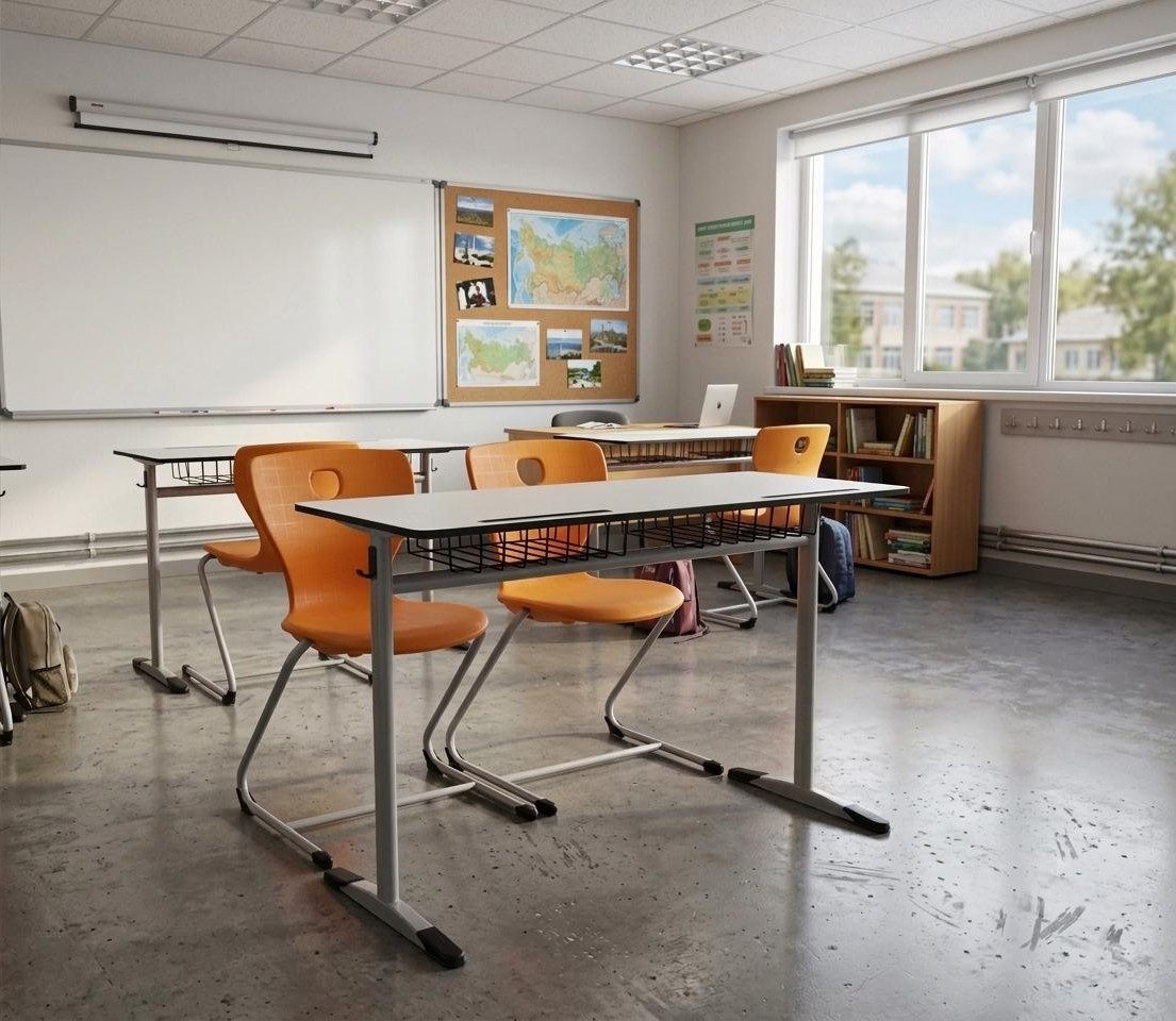 Xlmoebel Schreibtisch Ergonomisches Schulset in Grau mit orangefarbenem Stuhl (Schulset, 3-St., Ergonomisches Schulset), Made in Europa