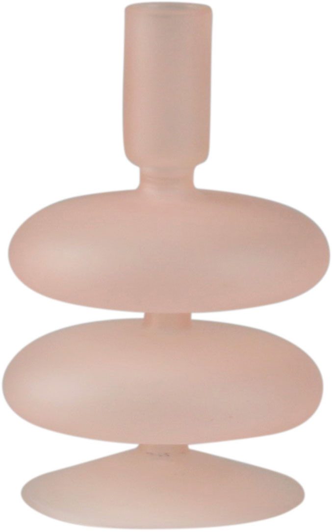 AM Design Kerzenständer aus roséfarbenem Glas, stilvolle Ergänzung für romantische Dekorationen