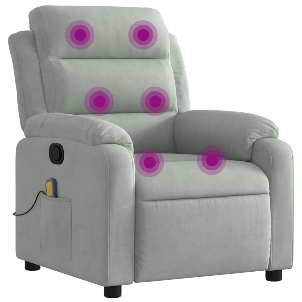 vidaXL Sessel Massage-Relaxsessel, hellgrauer Samt (1-St) günstig online kaufen
