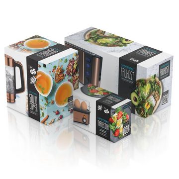 Arendo Frühstücks-Set (3-tlg), Wasserkocher 1,7l / 2-Scheiben Toaster / Eierkocher, Edelstahl, Kupfer