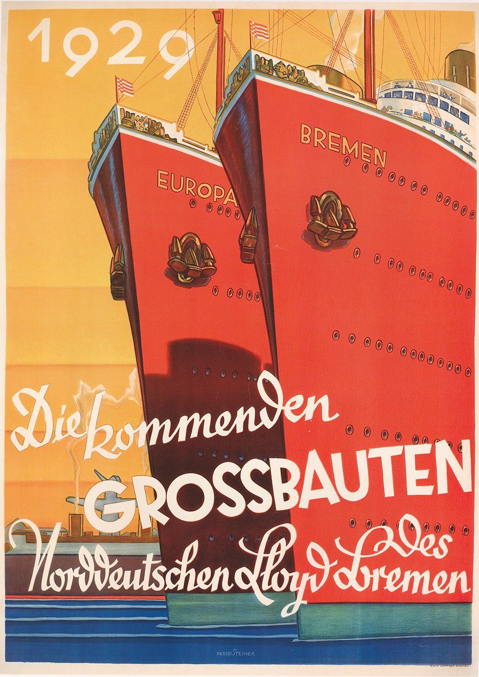Kunstdruck Die kommenden Grossbauten Norddeutsche Lloyd Bremen Kunstdruck Werbung, (1 St)