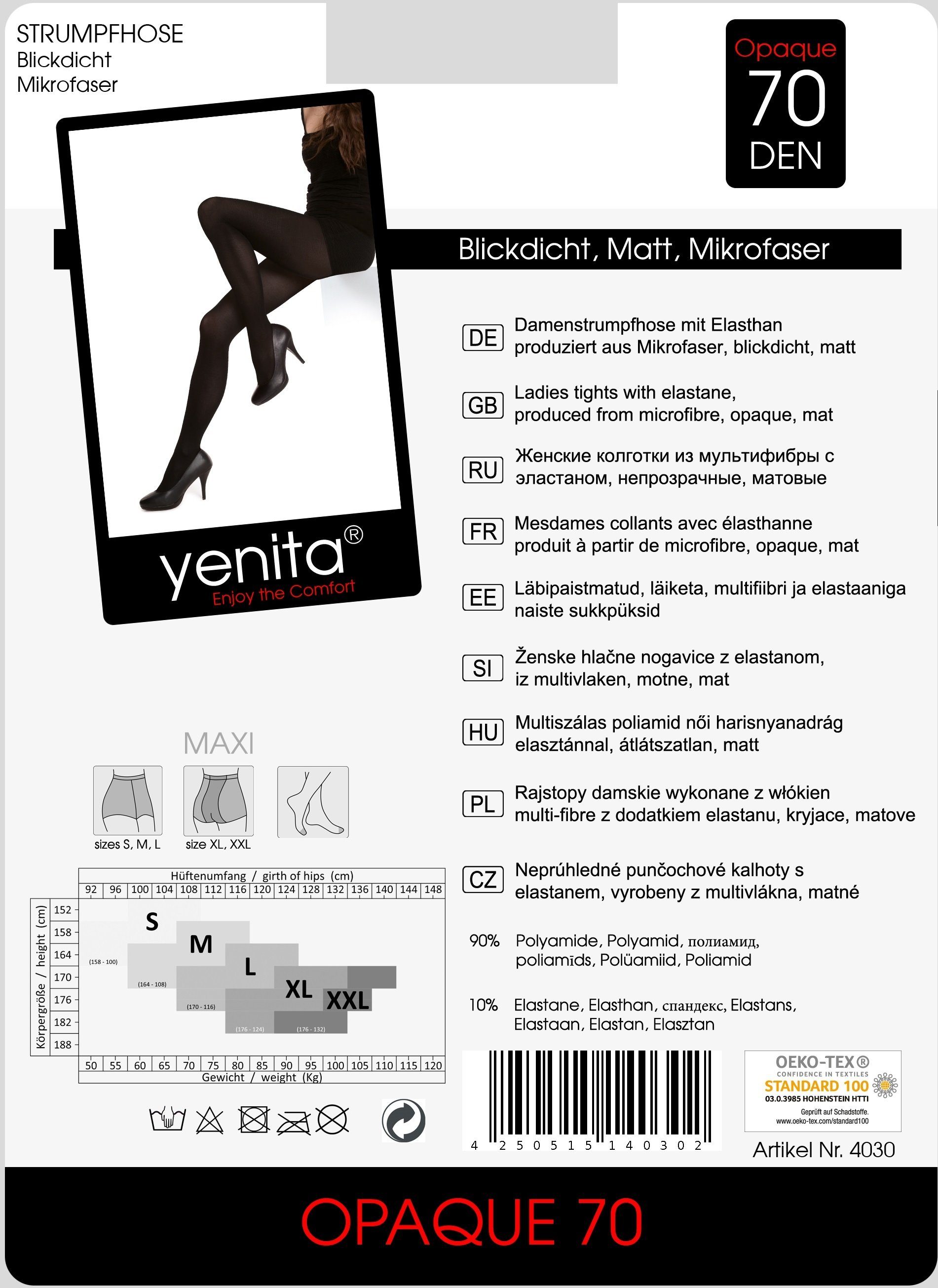Yenita® Strumpfhose 70 DEN (3 St) in angenehmer Microfaserqualität
