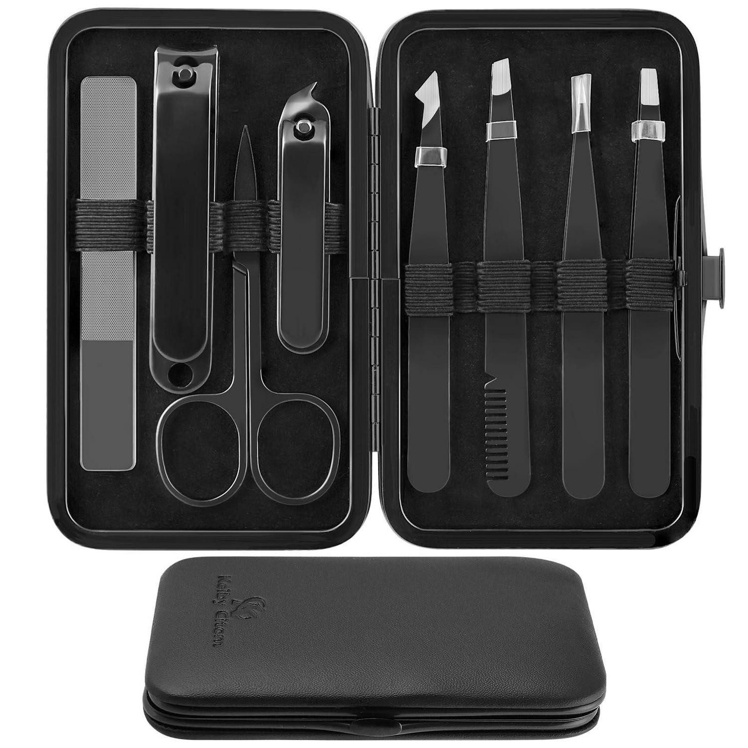 LuxusKollektion Präzisionspinzette Pinzetten & Nagelknipser Set 8tlg. mit Etui