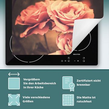 Decorwelt Herd-Abdeckplatte Herdabdeckplatte Kunststoff Aufrollbare Matte Küche Blumen Alt Herd, (30x52, 1 tlg), für alle Herdarten excl. Gasherde