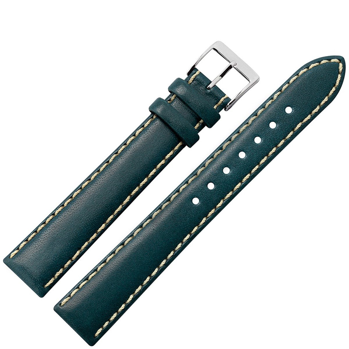 lang MARBURGER extra XL Leder 22mm Uhrenarmband Dunkelblau/Silber