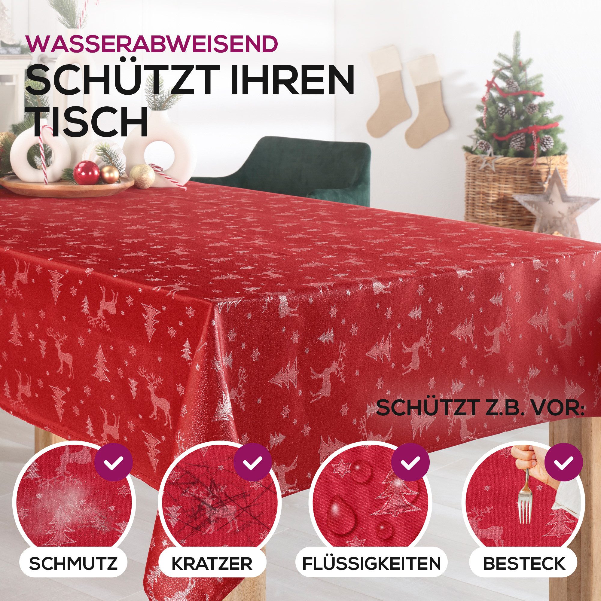Beautex Tischdecke Lurex Tischdecke Weihnachten, Silber Gold glänzend, Weihnachtstisch (1-tlg)