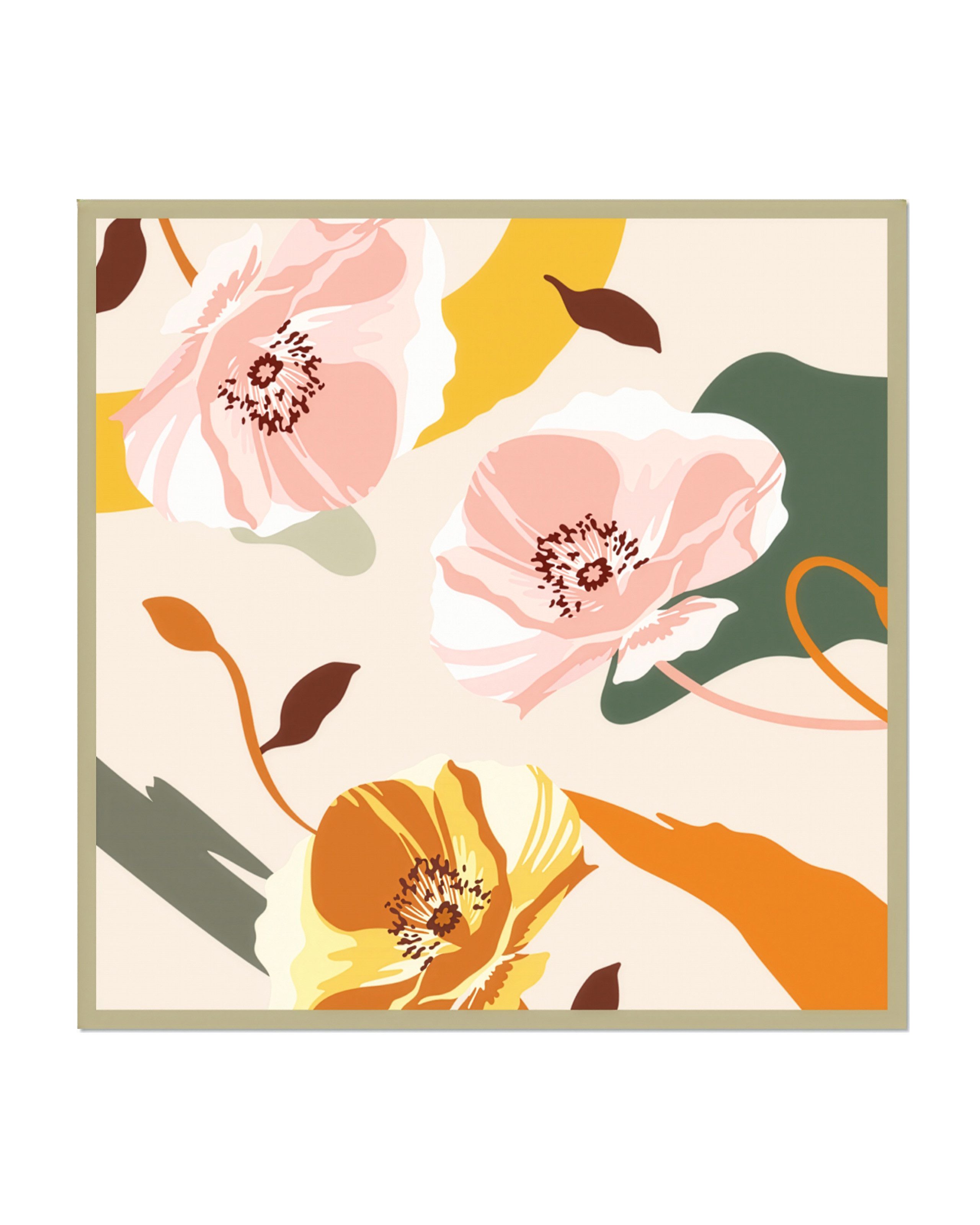 MayTree Seidentuch Premium quadratisch 64x64cm handrolliert, Blütenpoesie, (Stück), Handrolliertes Tuch aus Maulbeerseide