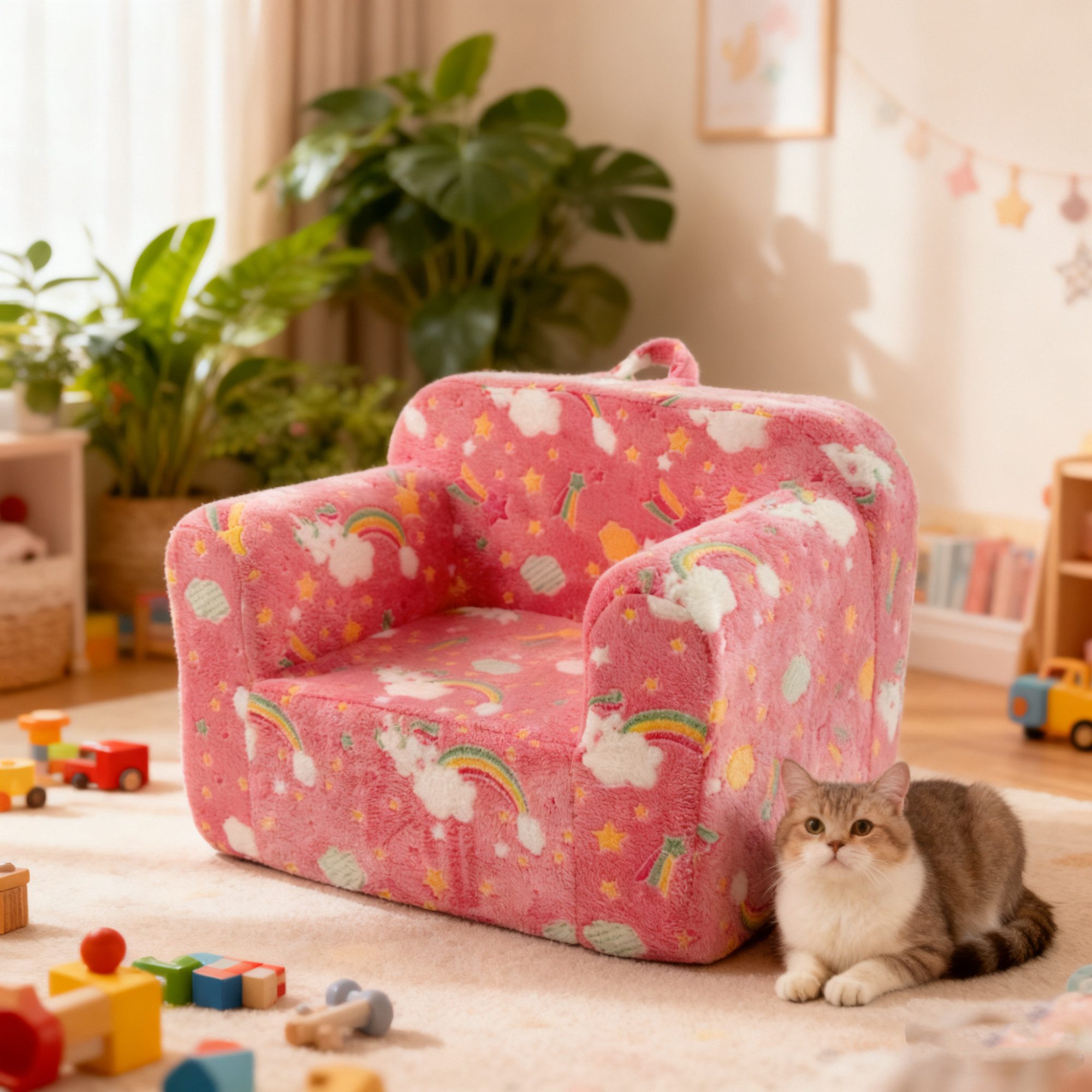 OKWISH Sofa Toddler-Armlehnstuhl, Seiten Taschen,Kinder-Schaumstuhl,Toddler-Armlehnstuhl 1 Teile