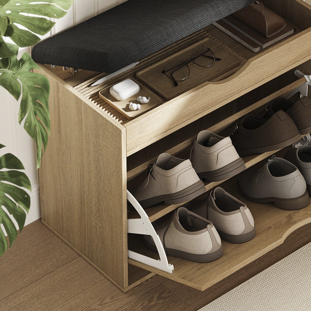 Vicco Schuhbank Schufy, Sonoma/Schwarz, 60 x 51 cm mit 2 Fächern (1-St)