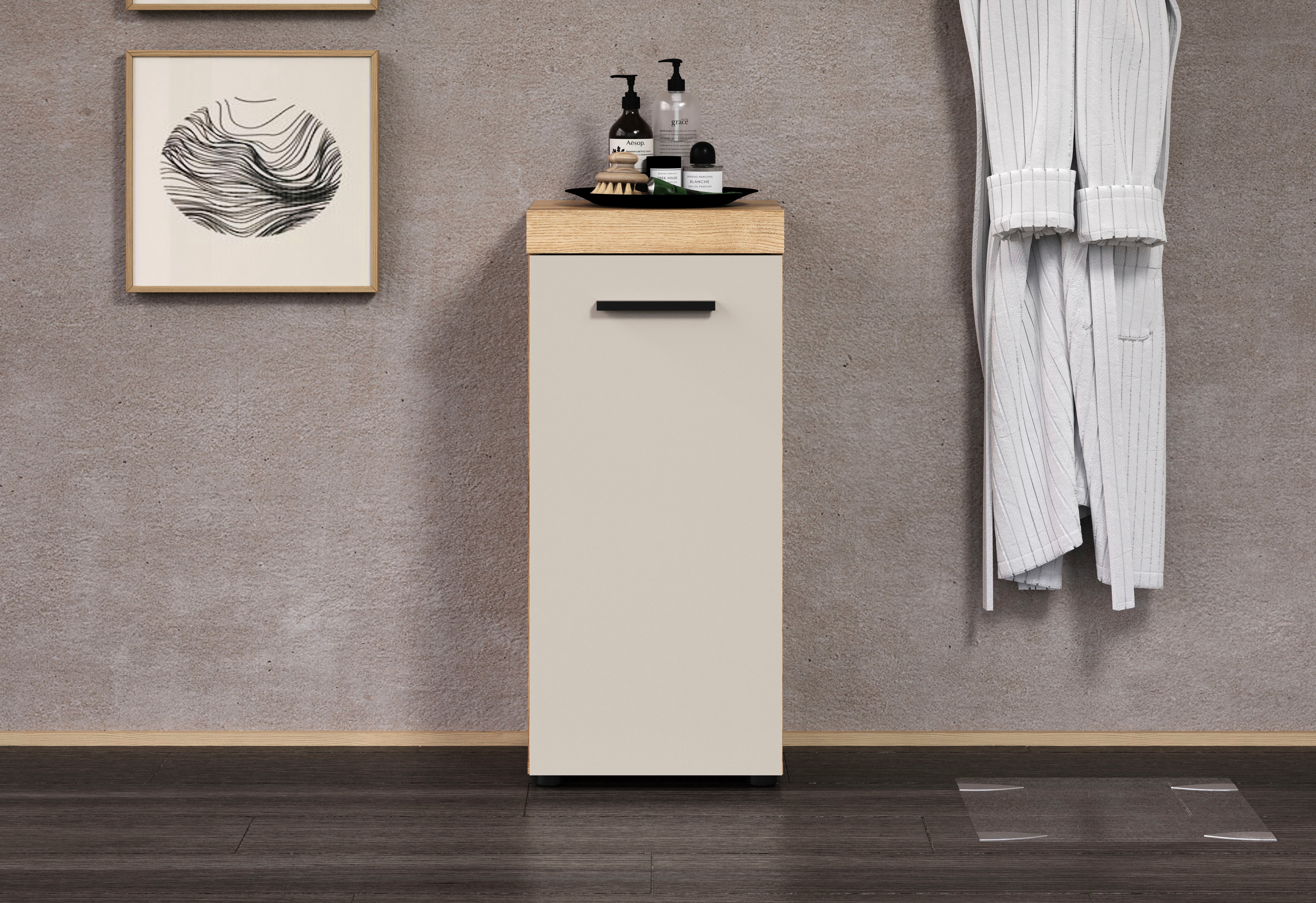 welltime Badkommode Isera (1 St), Unterschrank mit 1 Tür und 1 Einlegeboden – (B/T/H) 36/31/81 cm