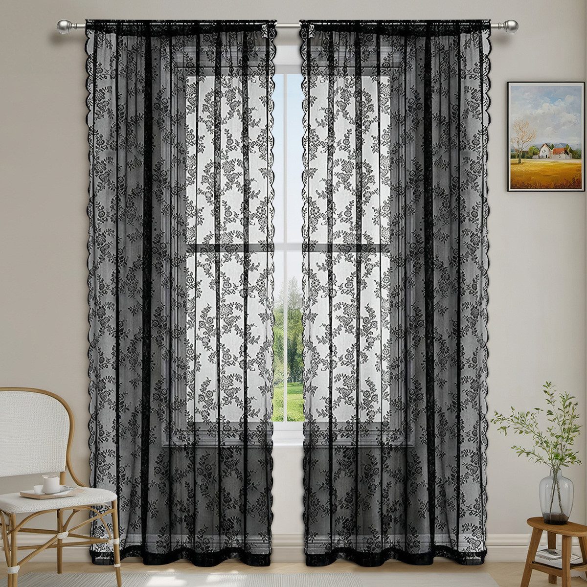 Kaket Vorhang Vintage Blumen Vorhänge, Spitzenvorhänge,halbtransparente günstig online kaufen