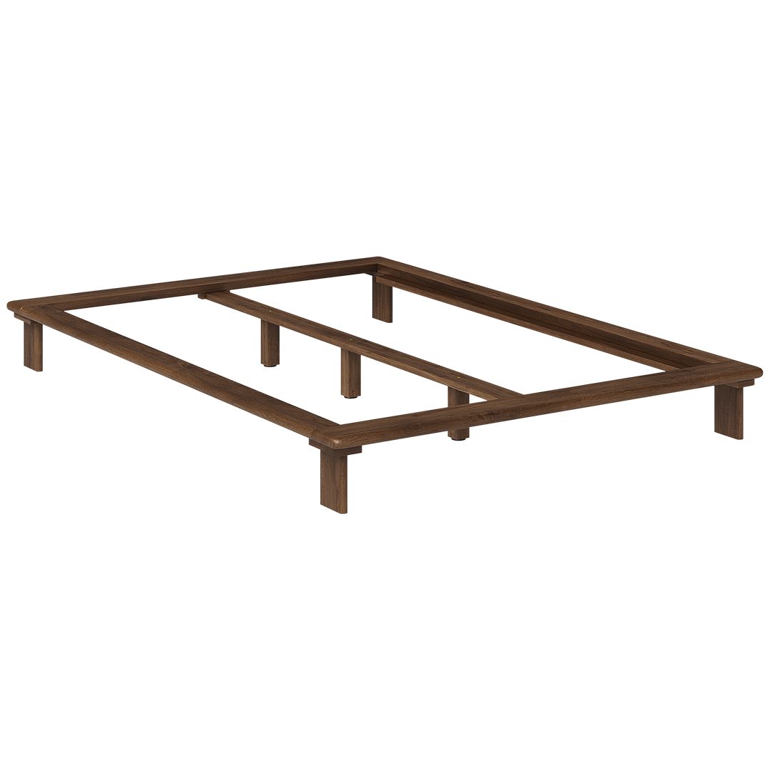 skølm Futonbett Skald aus Massivholz Eiche (Walnussoptik, 140x200 cm), Massivholzbett lackiert, Doppelbett auch in 180x200 cm verfügbar